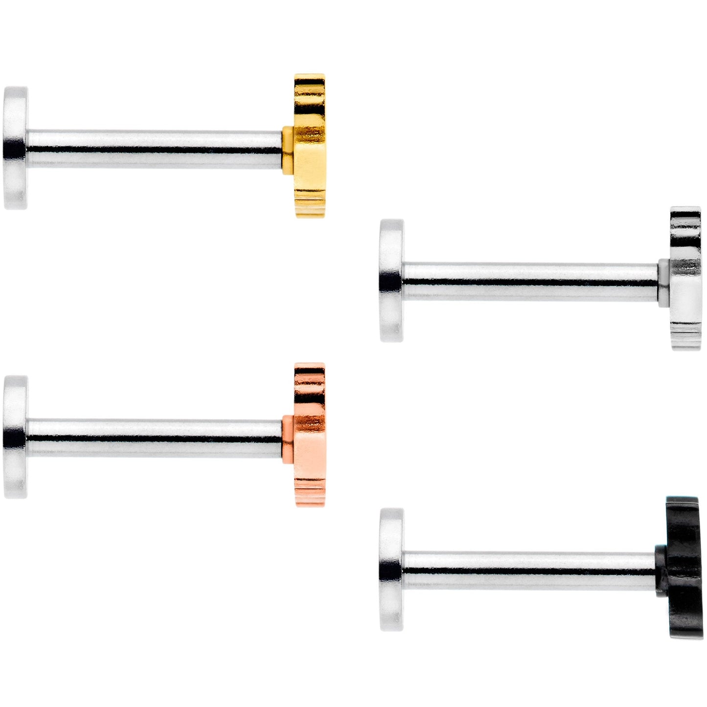 16 Gauge 5/16 Multicolor Internally Threaded Kitty Cat Labret Set of 4