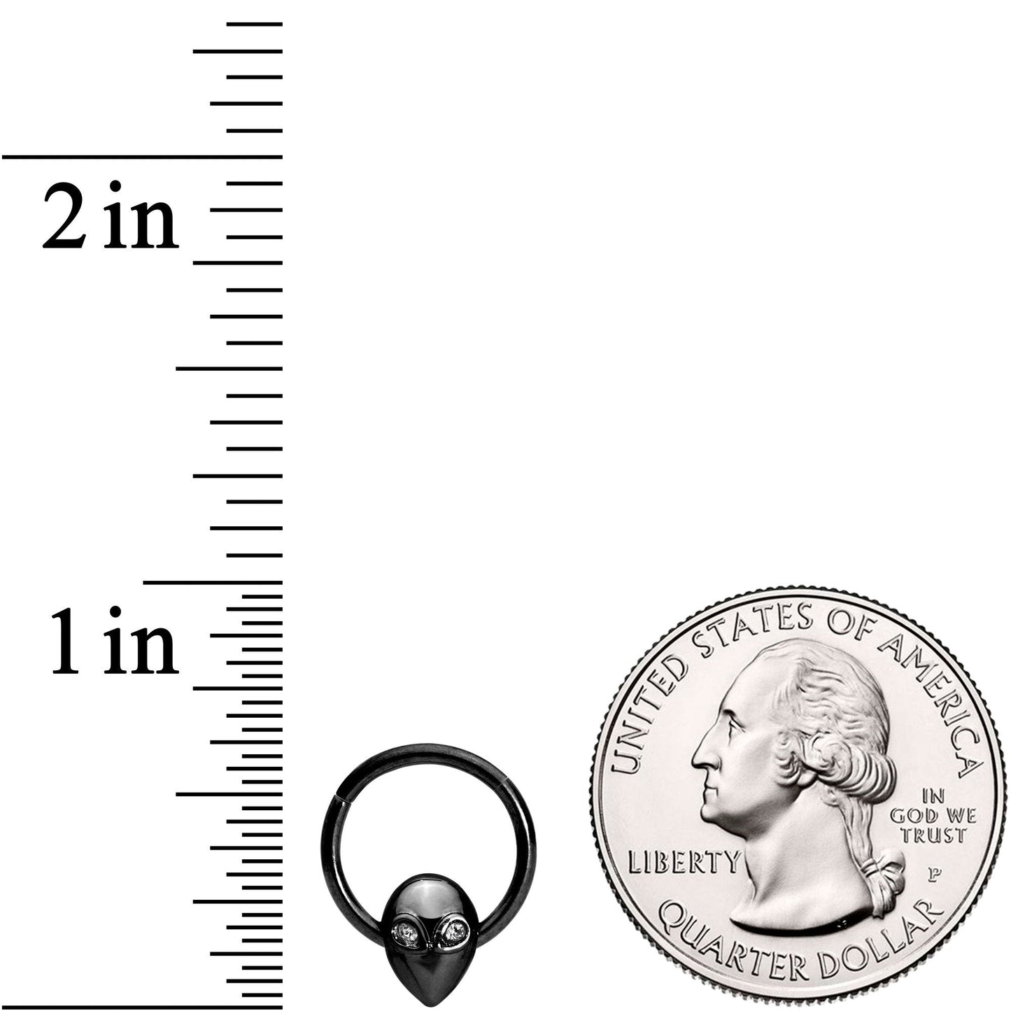 16 Gauge 3/8 Clear Gem Black Alien Invader Hinged Segment Ring