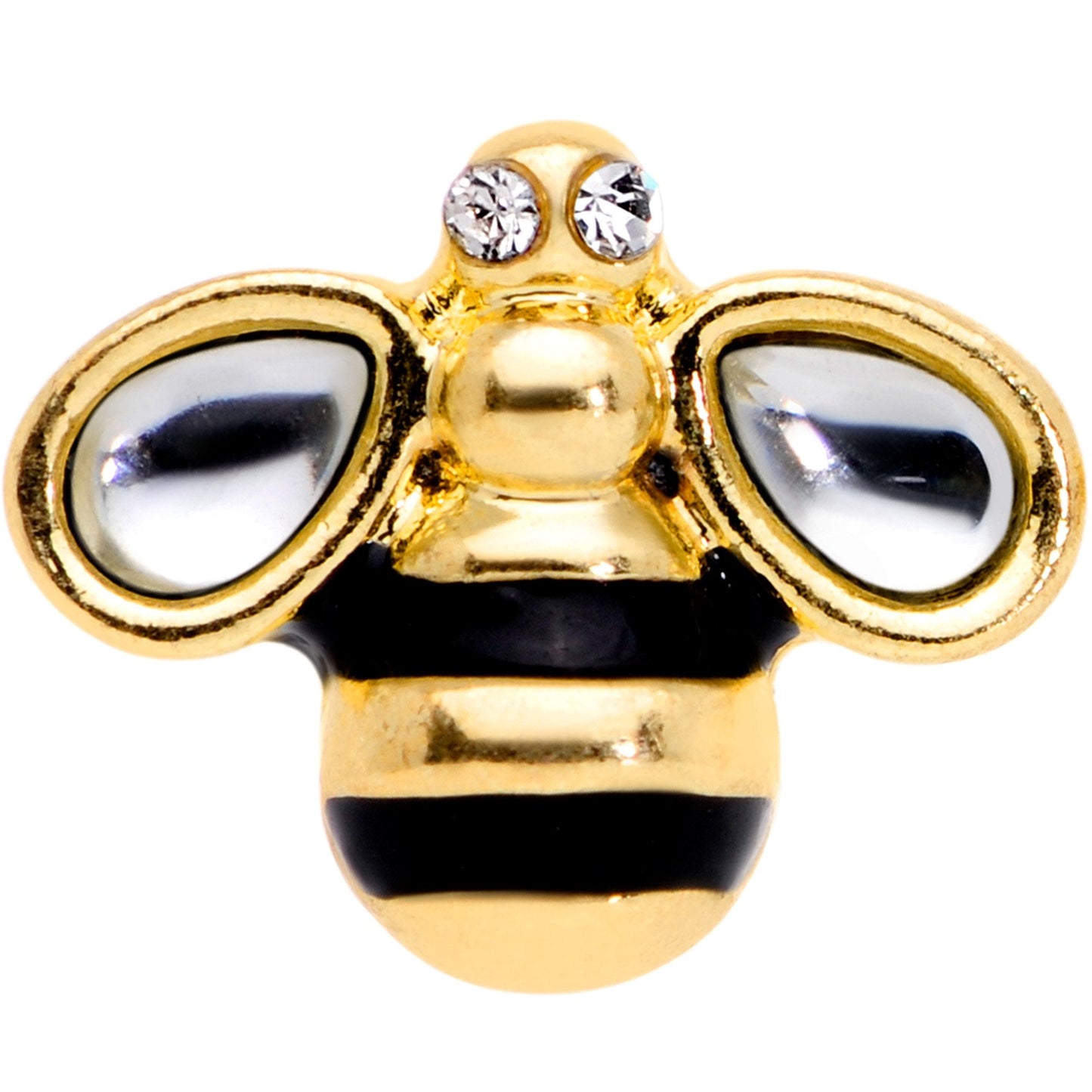 16 Gauge 1/4 Clear Gem Gold Tone Bling Bumblebee Cartilage Tragus