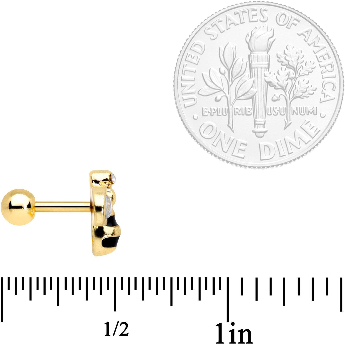 16 Gauge 1/4 Clear Gem Gold Tone Bling Bumblebee Cartilage Tragus
