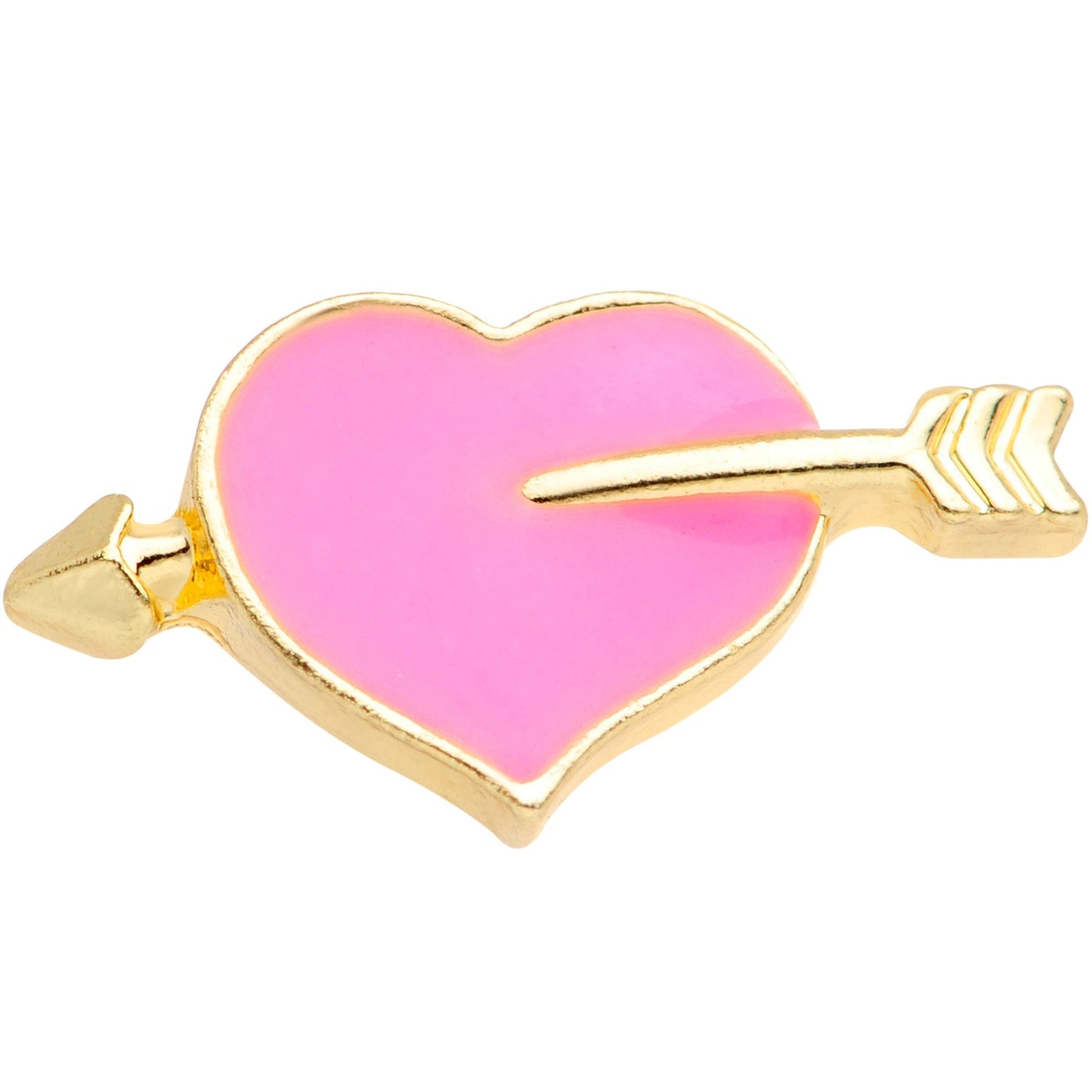 16 Gauge 1/4 Gold Tone Sweet Pink Sweetheart Cartilage Earring