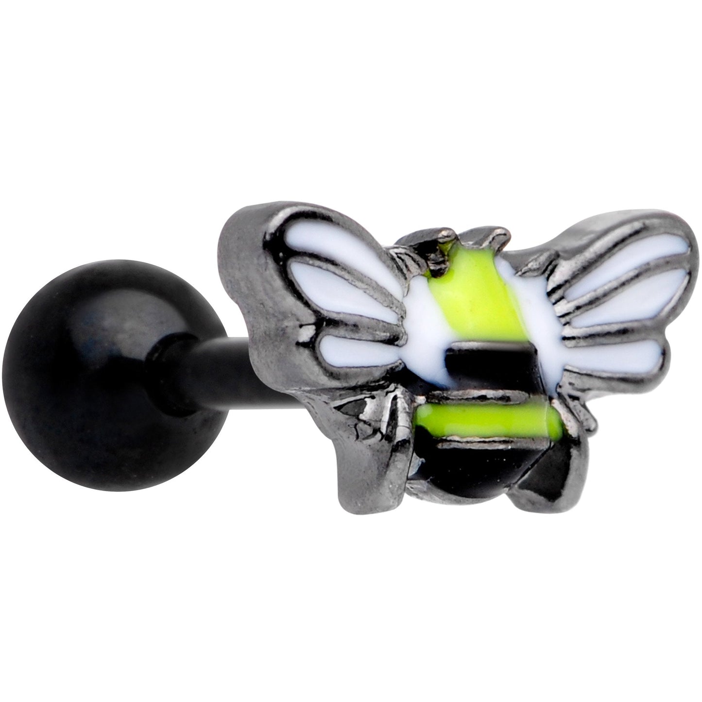 16 Gauge 1/4 Yellow Black Blissful Bumblebee Cartilage Tragus Earring