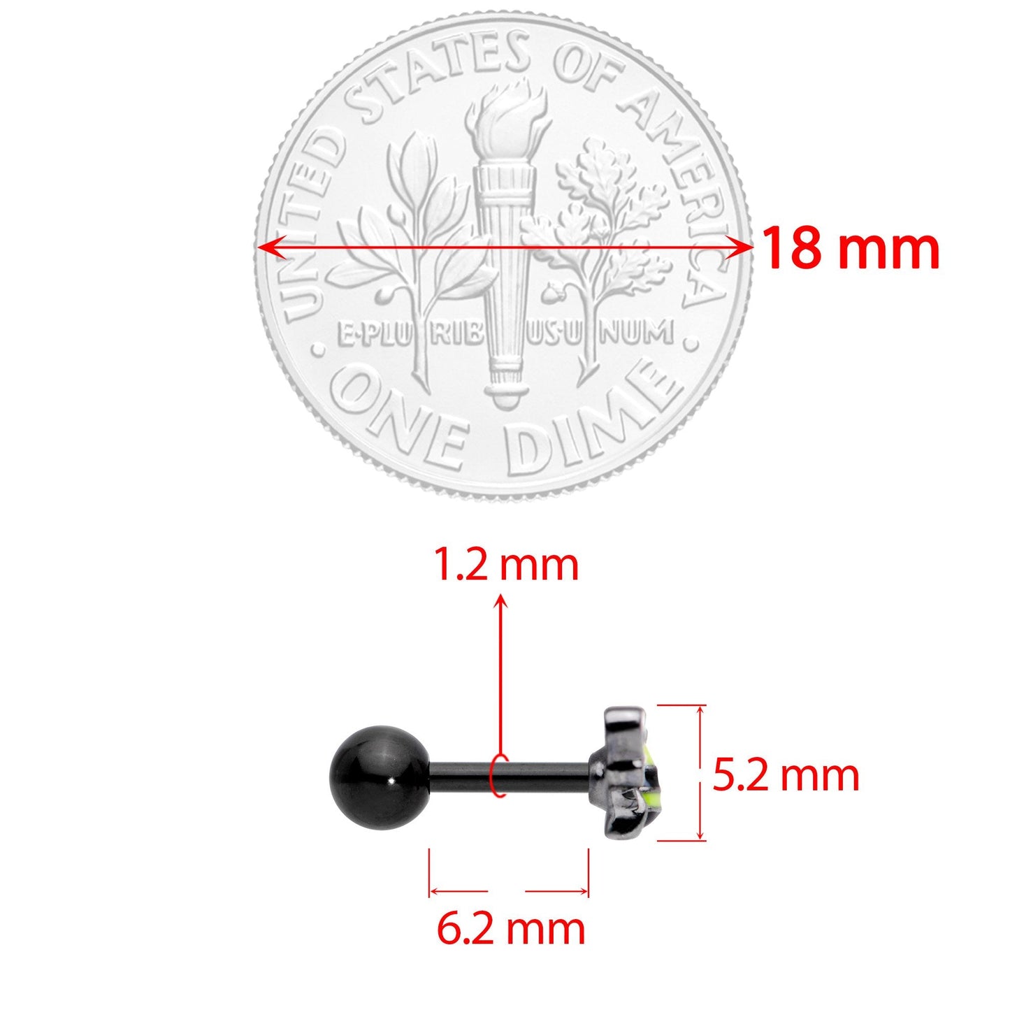 16 Gauge 1/4 Yellow Black Blissful Bumblebee Cartilage Tragus Earring