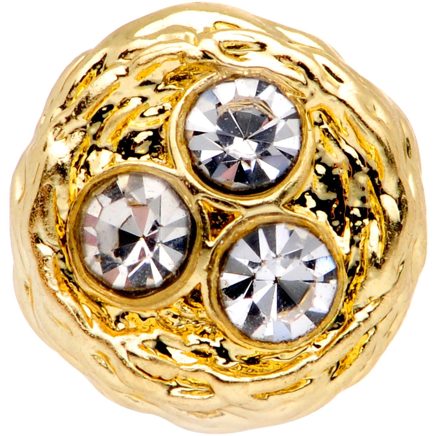 16 Gauge 1/4 Clear Gem Gold Tone Birds Nest Cartilage Tragus Earring