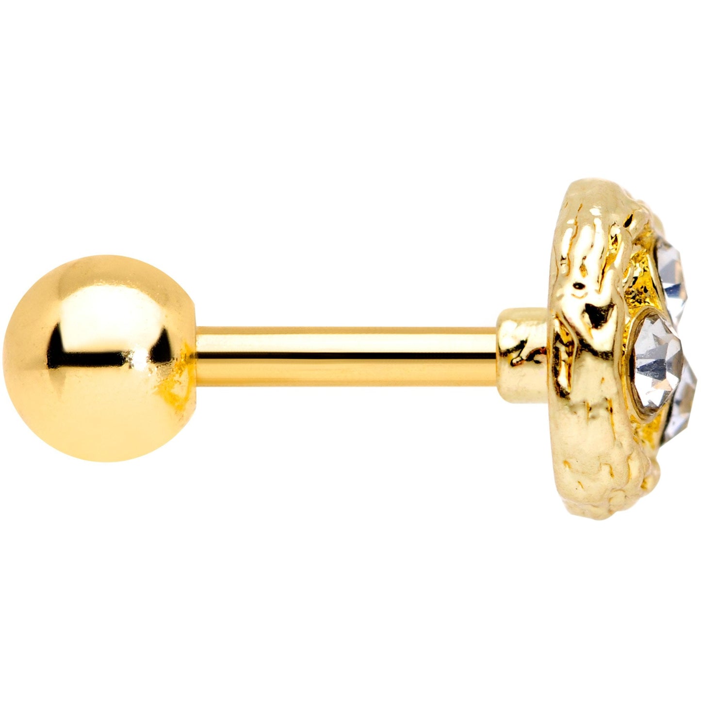 16 Gauge 1/4 Clear Gem Gold Tone Birds Nest Cartilage Tragus Earring