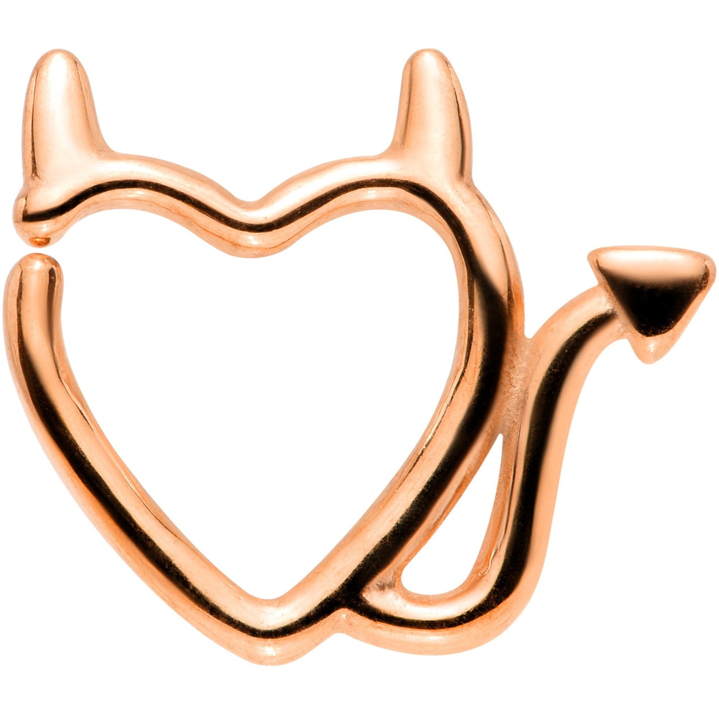 16 Gauge 5/16 Rose Gold Tone Little Devil Heart Closure Ring