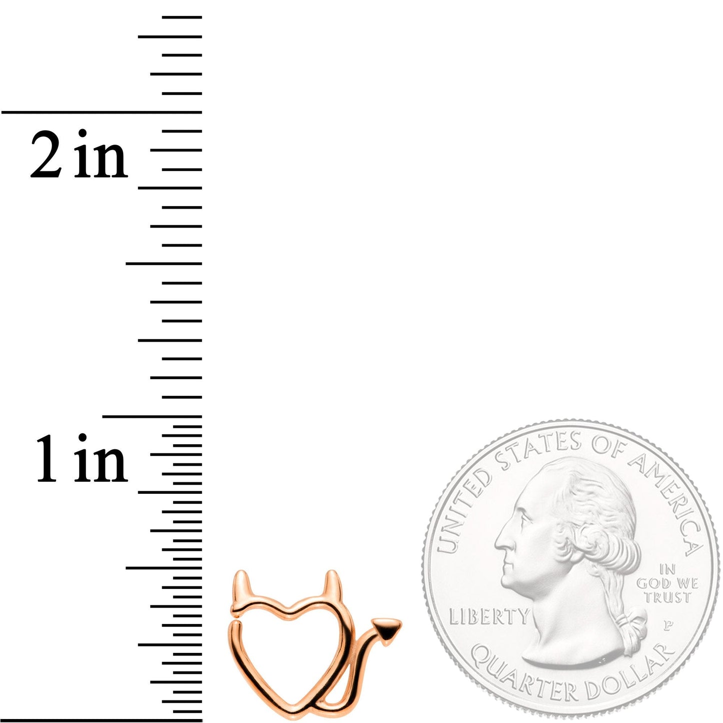 16 Gauge 5/16 Rose Gold Tone Little Devil Heart Closure Ring