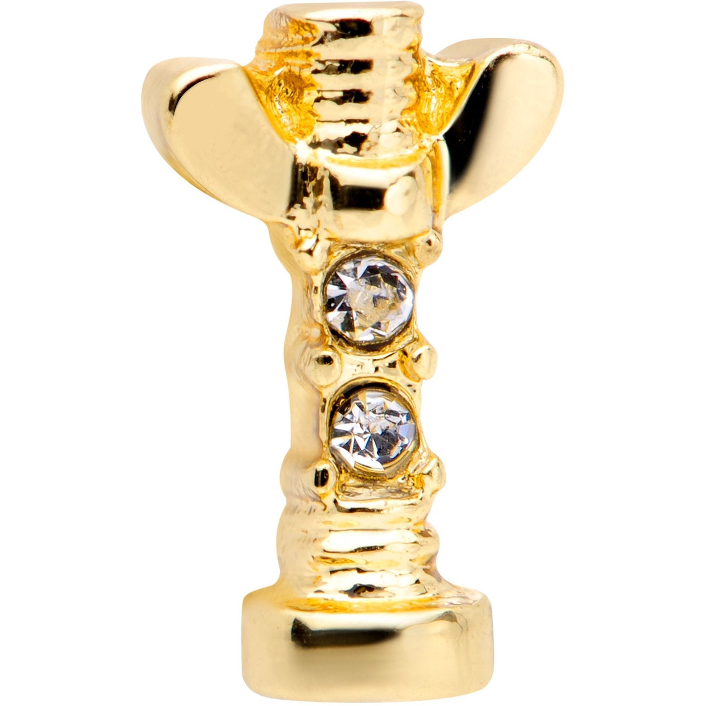 16 Gauge 1/4 Clear CZ Gem Gold Tone Wing Nut Cartilage Tragus Earring
