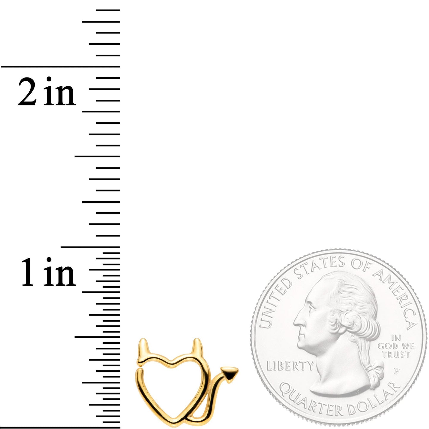 16 Gauge 5/16 Gold Tone Little Devil Heart Closure Ring