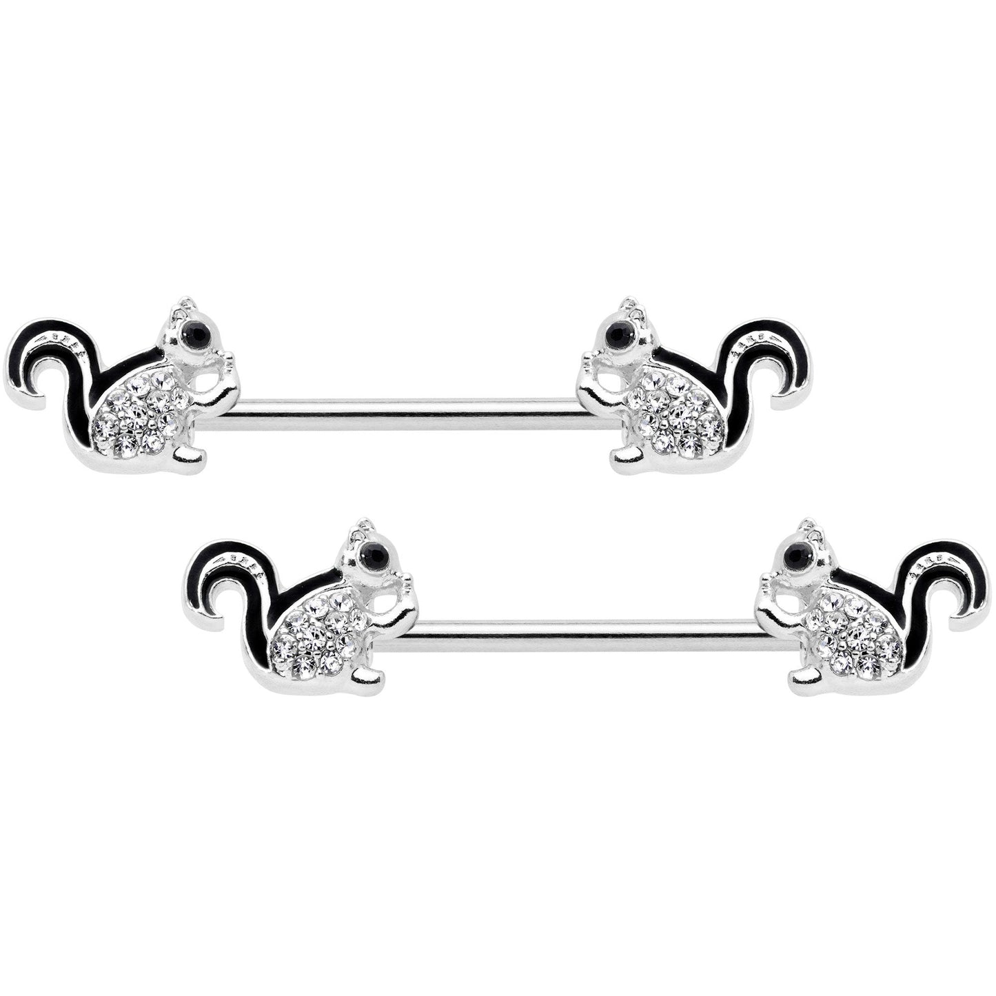 14 Gauge Clear Gem Squirrel BCR Barbell Nipple Ring Set of 4