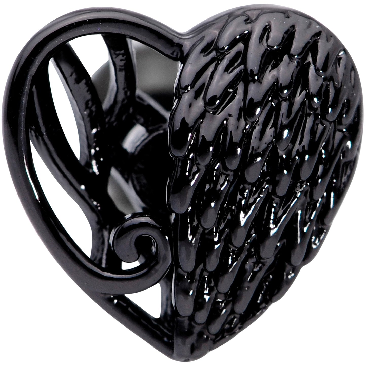 16 Gauge 1/4 Black Angels Wing Heart Tragus Cartilage Earring