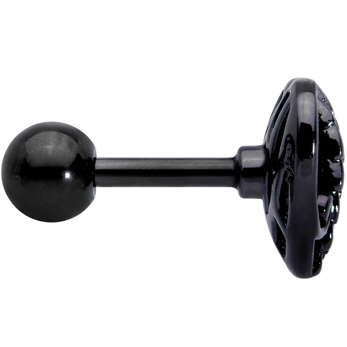 16 Gauge 1/4 Black Angels Wing Heart Tragus Cartilage Earring