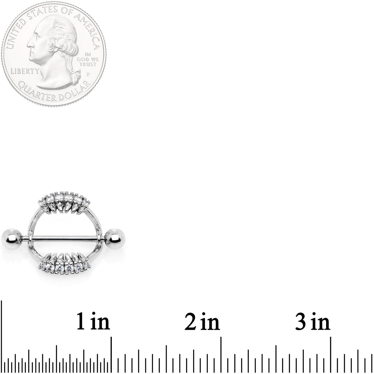 14 Gauge 9/16 Clear CZ Gem Scary Fang Halloween Nipple Shield Set