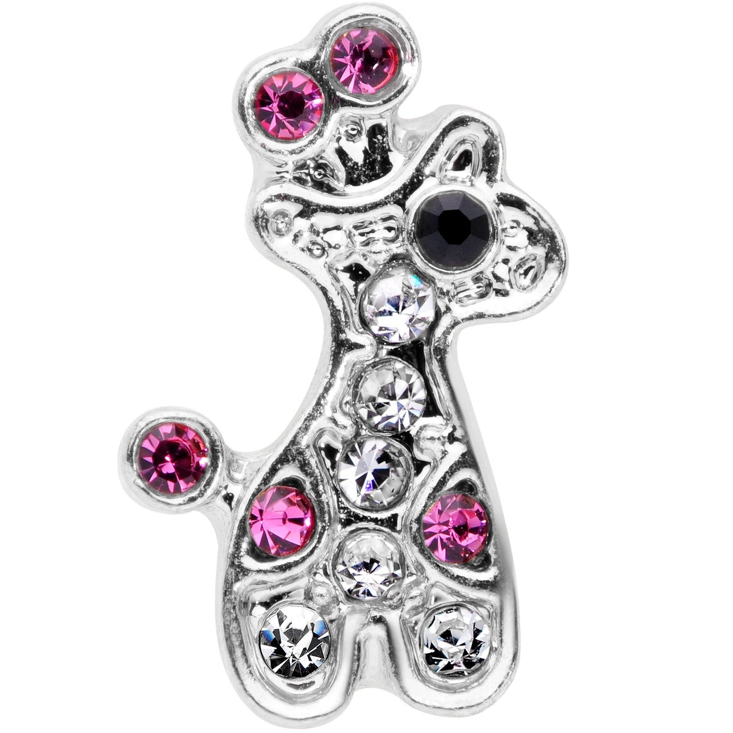 16 Gauge 1/4 Clear Pink Gem Giraffe Cartilage Tragus