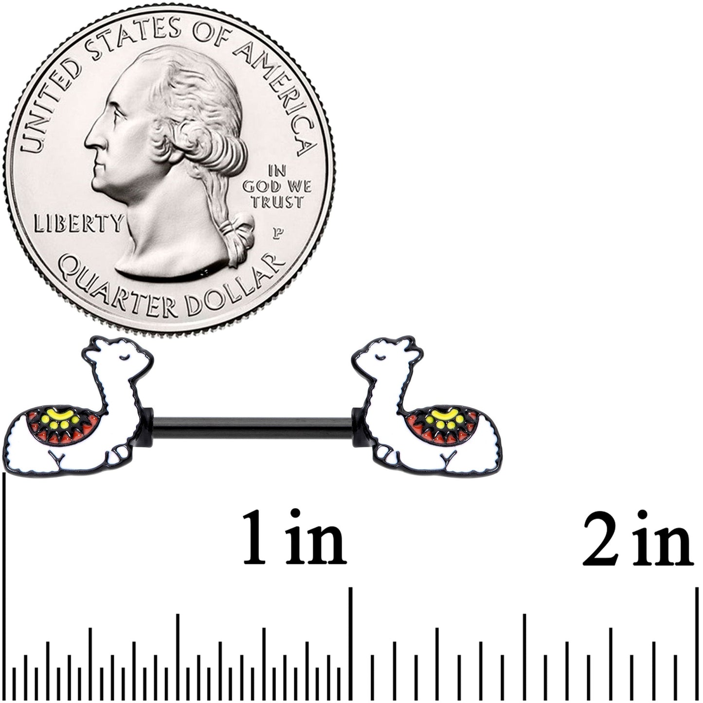 14 Gauge 9/16 Snoozing Llama Barbell Nipple Ring Set