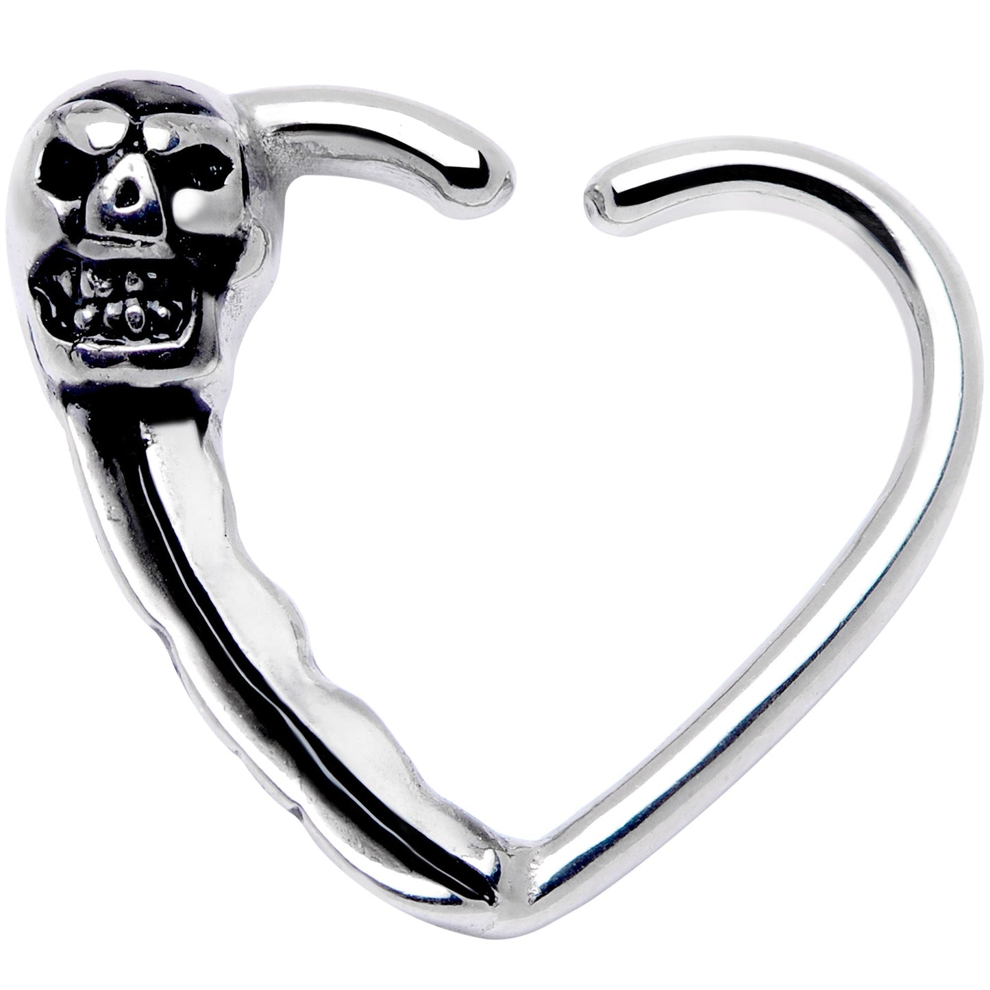 16 Gauge 3/8 Halloween Skull Valentine Heart Right Ear Closure Ring