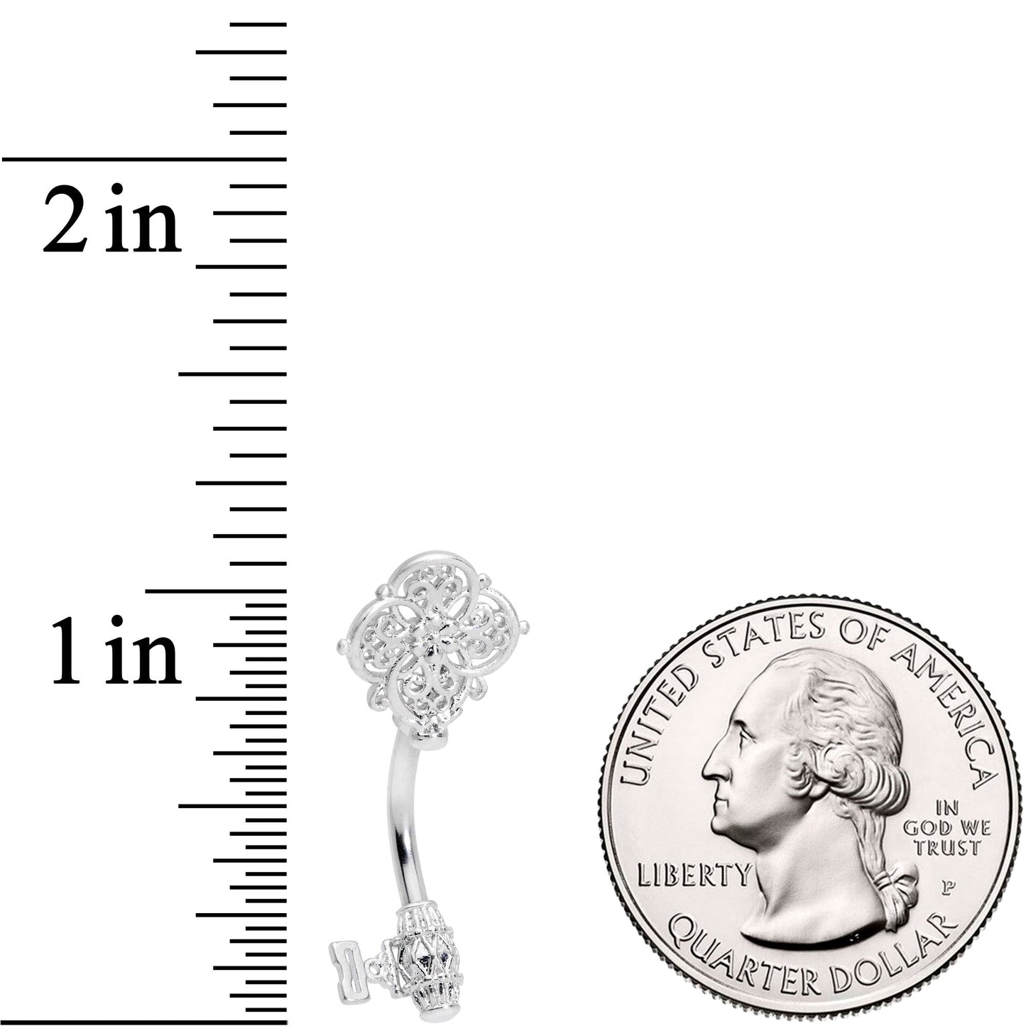 Ornate Filigree Key Top Mount Belly Ring