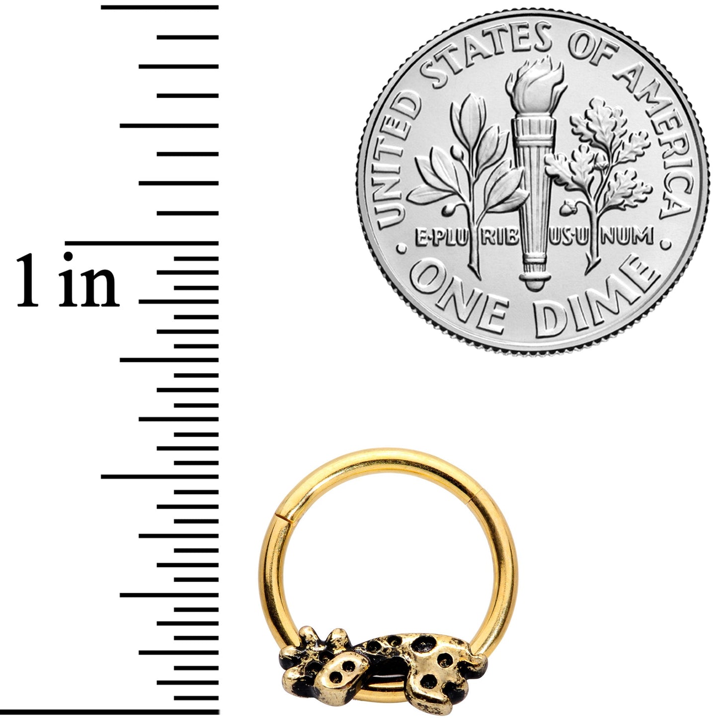 16 Gauge 3/8 Gold Tone Happy Giraffe Hinged Segment Ring