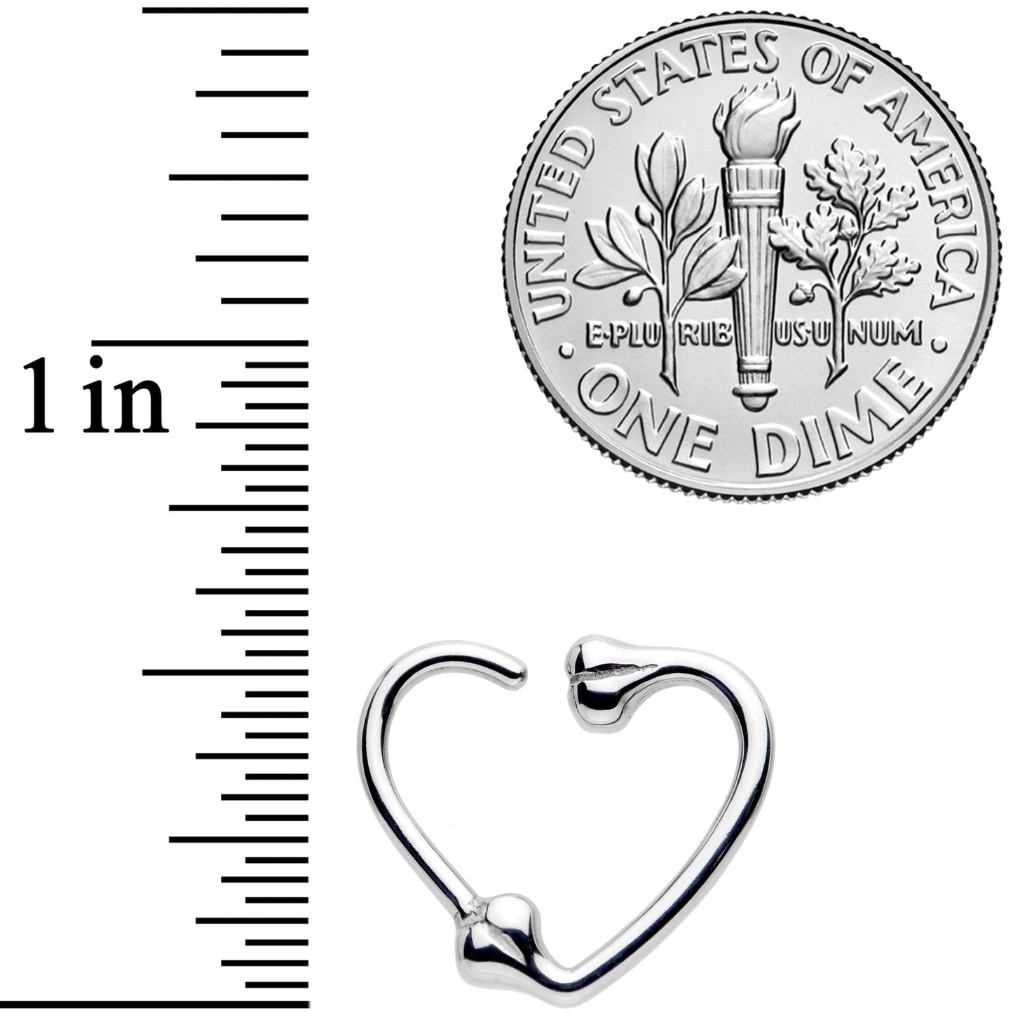 16 Gauge 3/8 Bone Heart Left Ear Closure Ring