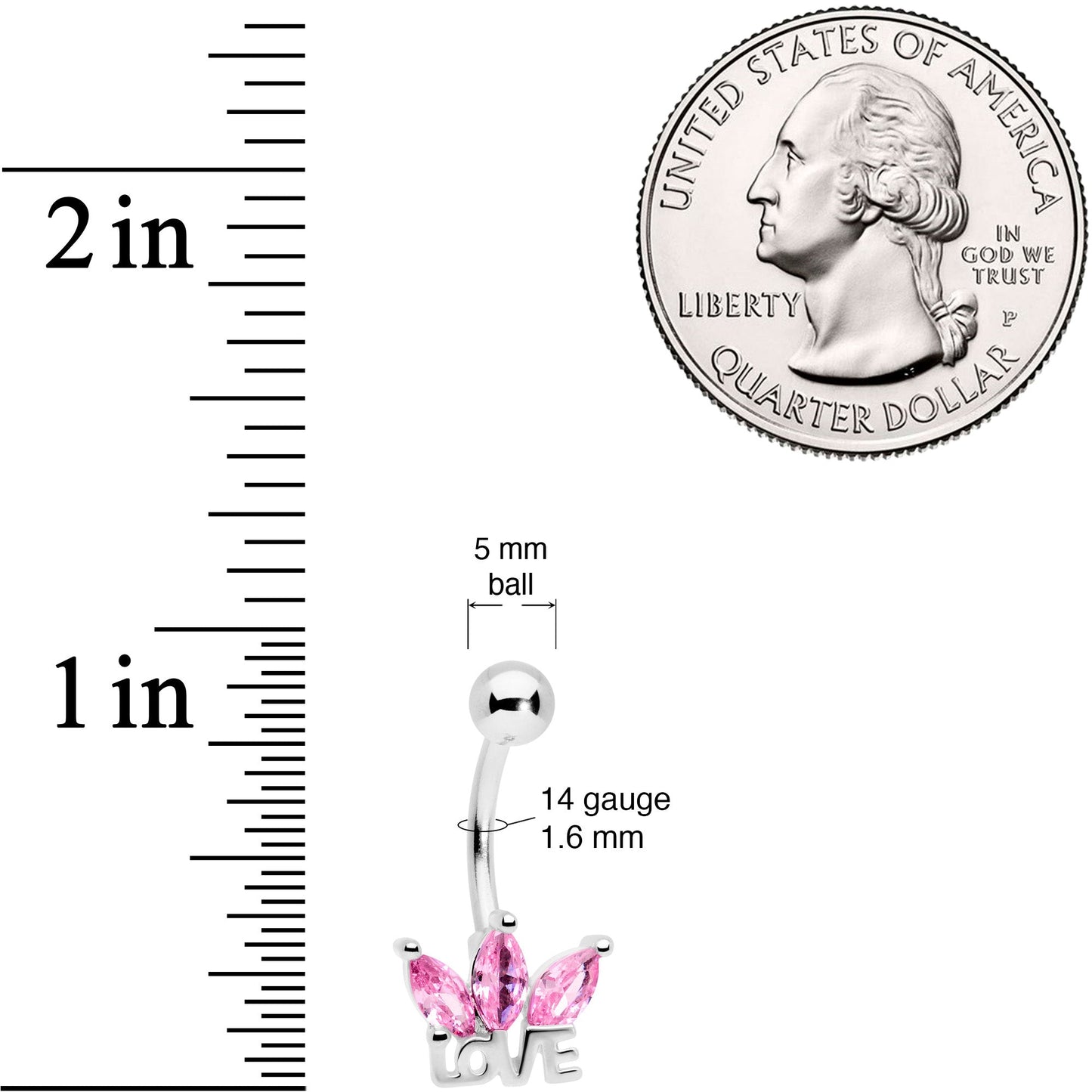 Pink Gem Crown of Love Belly Ring