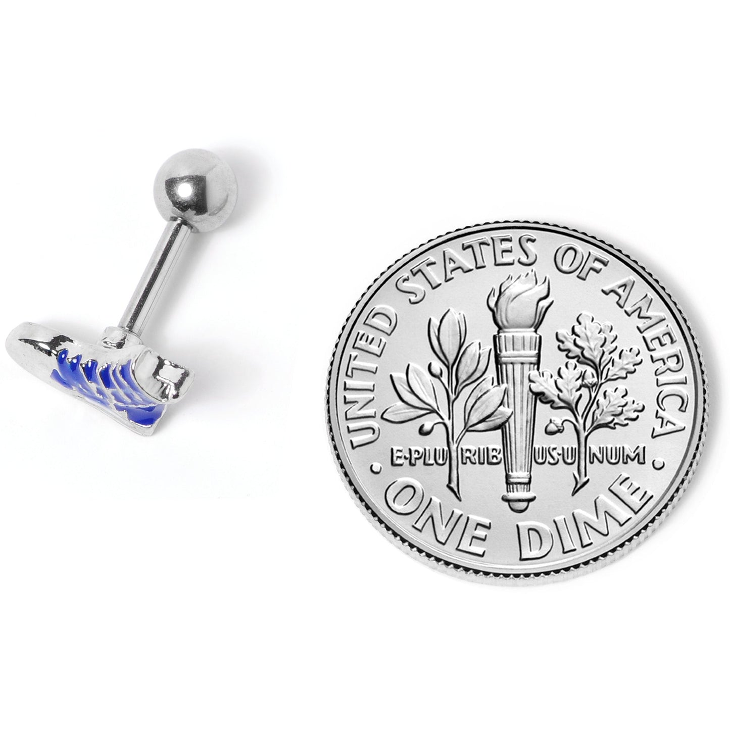 16 Gauge 1/4 Blue High Top Sneaker Cartilage Tragus Earring