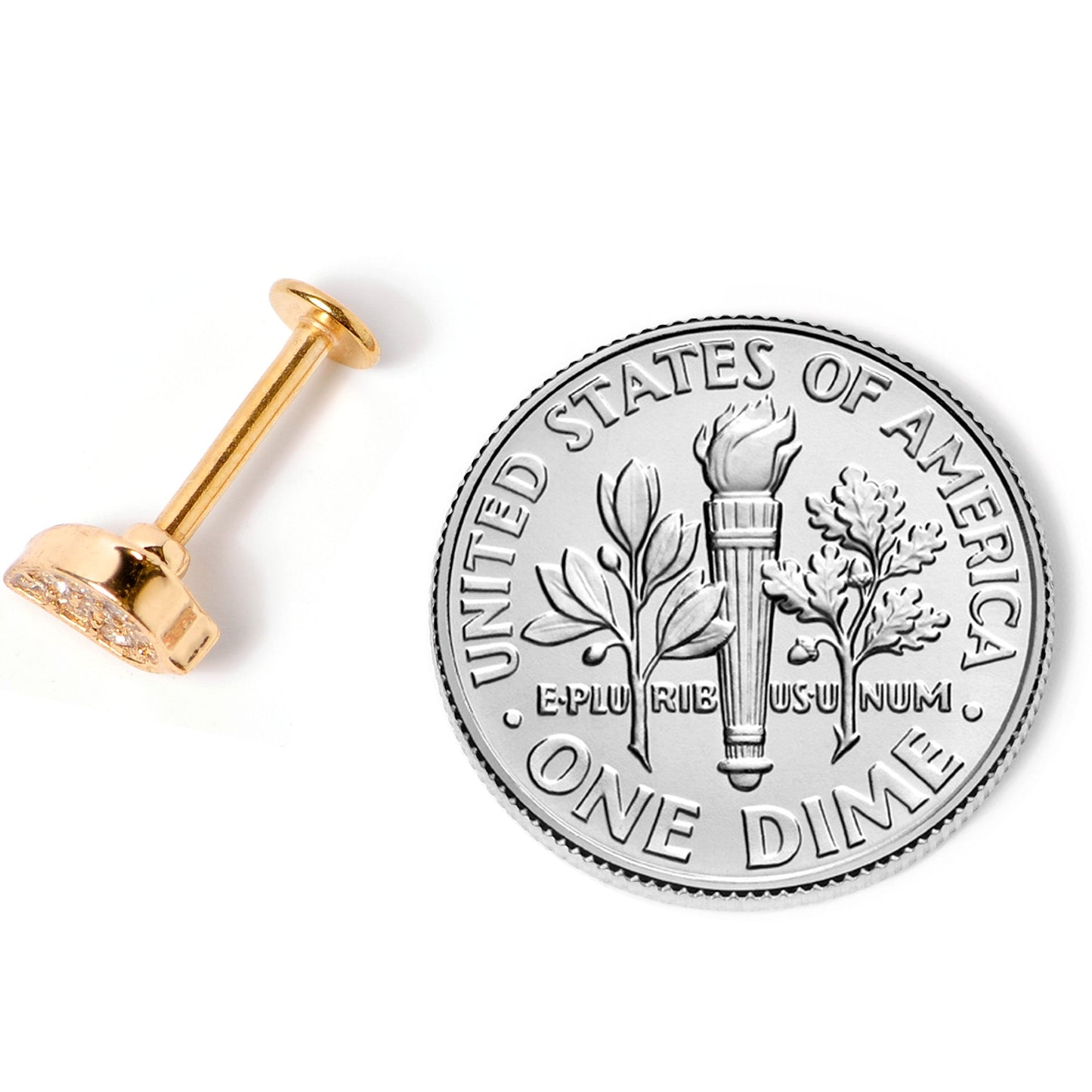 16 Gauge 5/16 Clear CZ Gem Gold Tone Swirl Labret Monroe Tragus