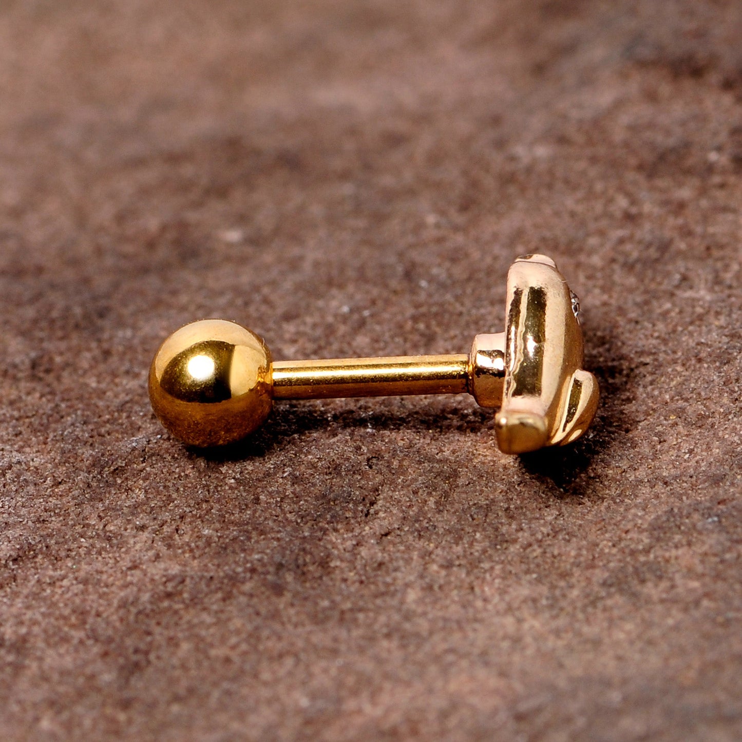 16 Gauge 1/4 Clear Gem Gold Tone Little Bird Cartilage Tragus Earring