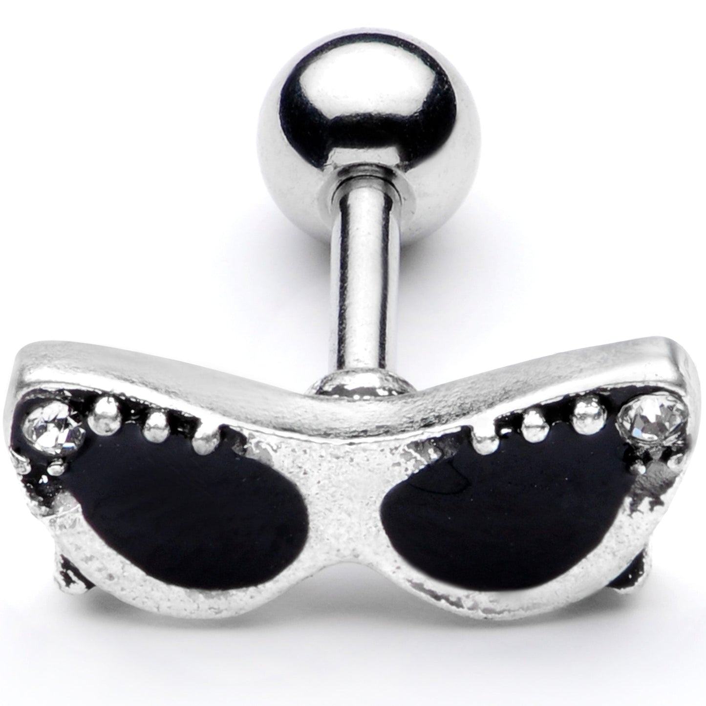 16 Gauge 1/4 Clear Gem 50s Retro Sunglasses Cartilage Tragus Earring