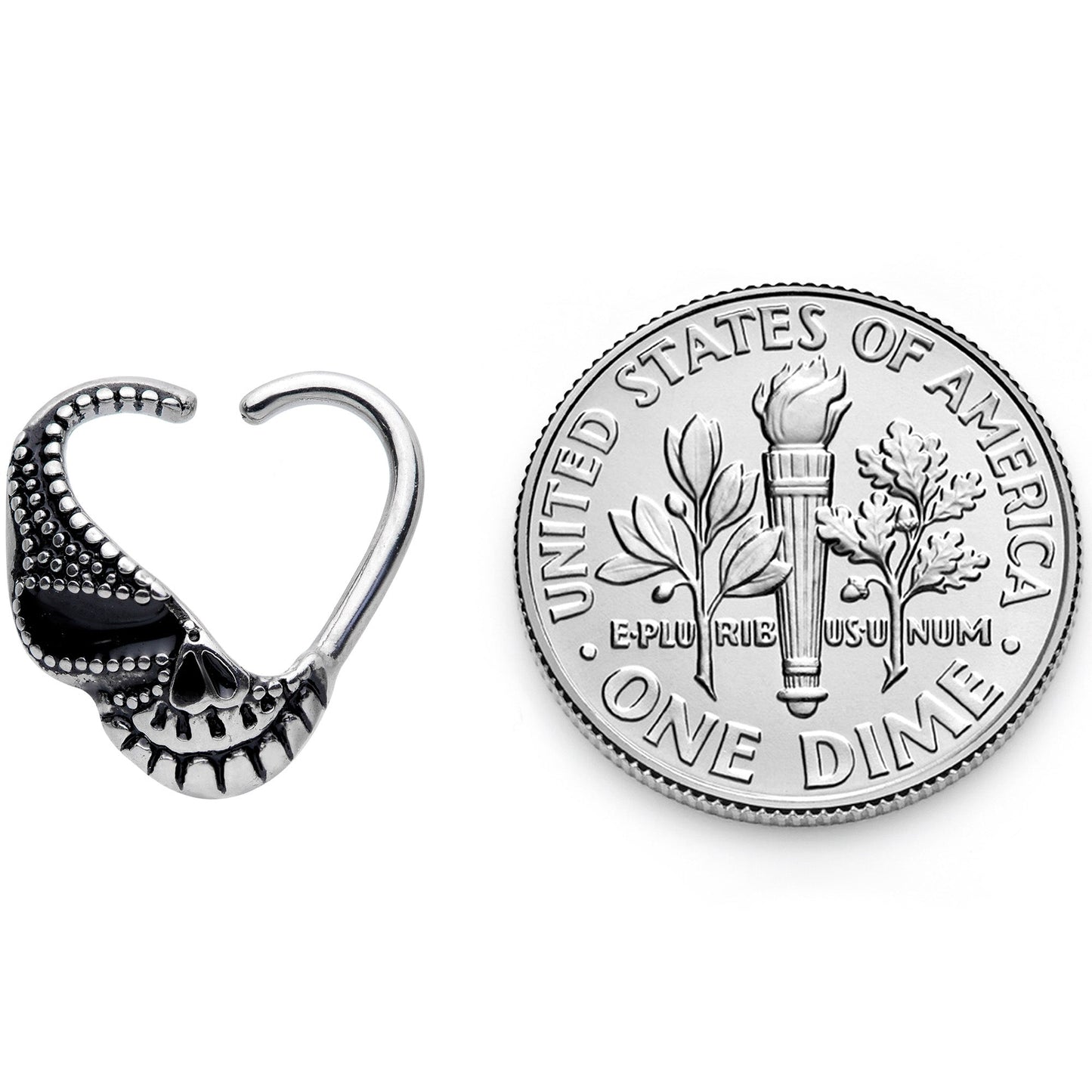 16 Gauge 3/8 Skull Halloween Right Heart Closure Ring