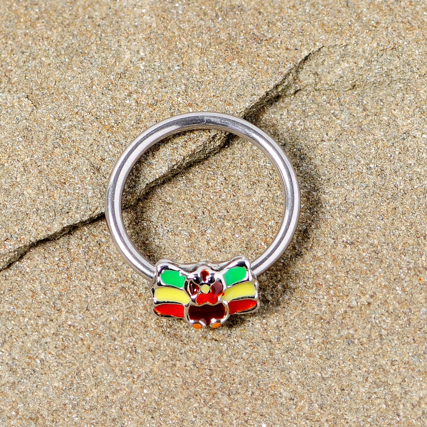 16 Gauge 3/8 Rasta Turkey Thanksgiving BCR Captive Ring