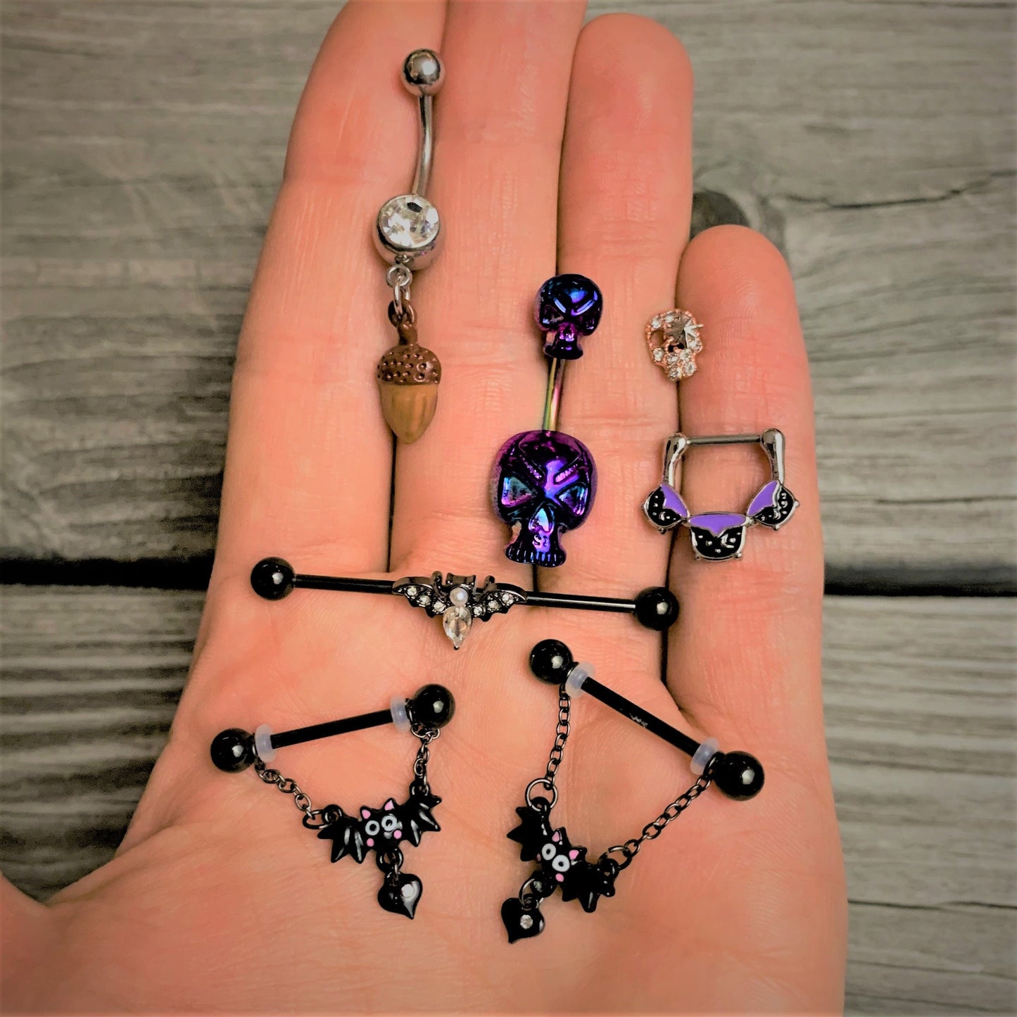 halloween skull cartilage stud