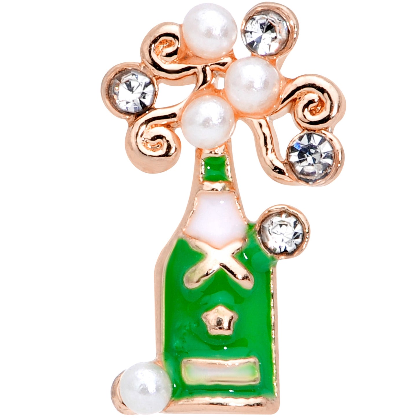 16 Gauge 1/4 Clear Gem Rose Gold Tone Champagne Cartilage Tragus