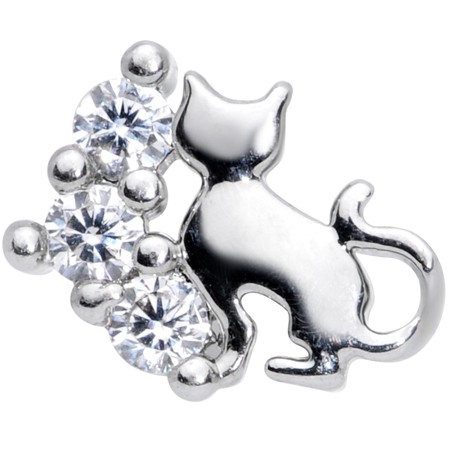 16 Gauge 1/4 Clear CZ Gem Curve Cat Cartilage Tragus Earring