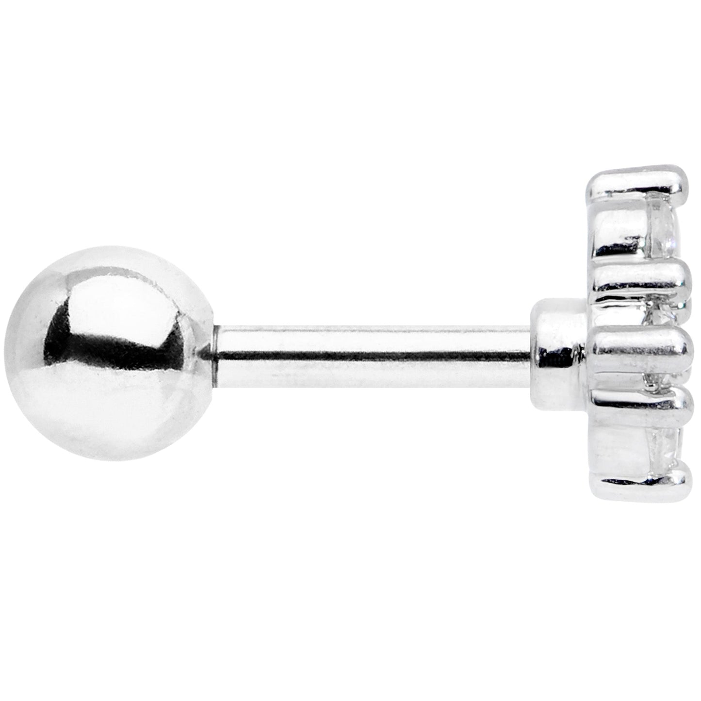 16 Gauge 1/4 Clear CZ Gem Curve Cat Cartilage Tragus Earring