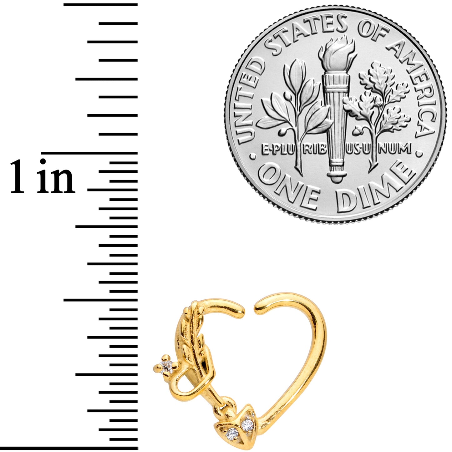 16 Gauge 3/8 Clear CZ Gem Arrow Heart Right Heart Closure Ring