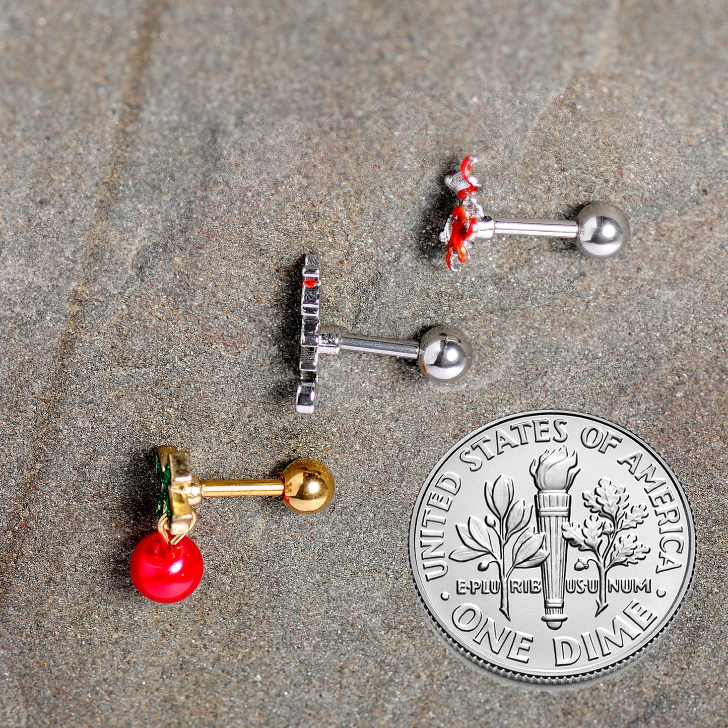 16 Gauge 1/4 Merry Christmas Cartilage Tragus Set of 3