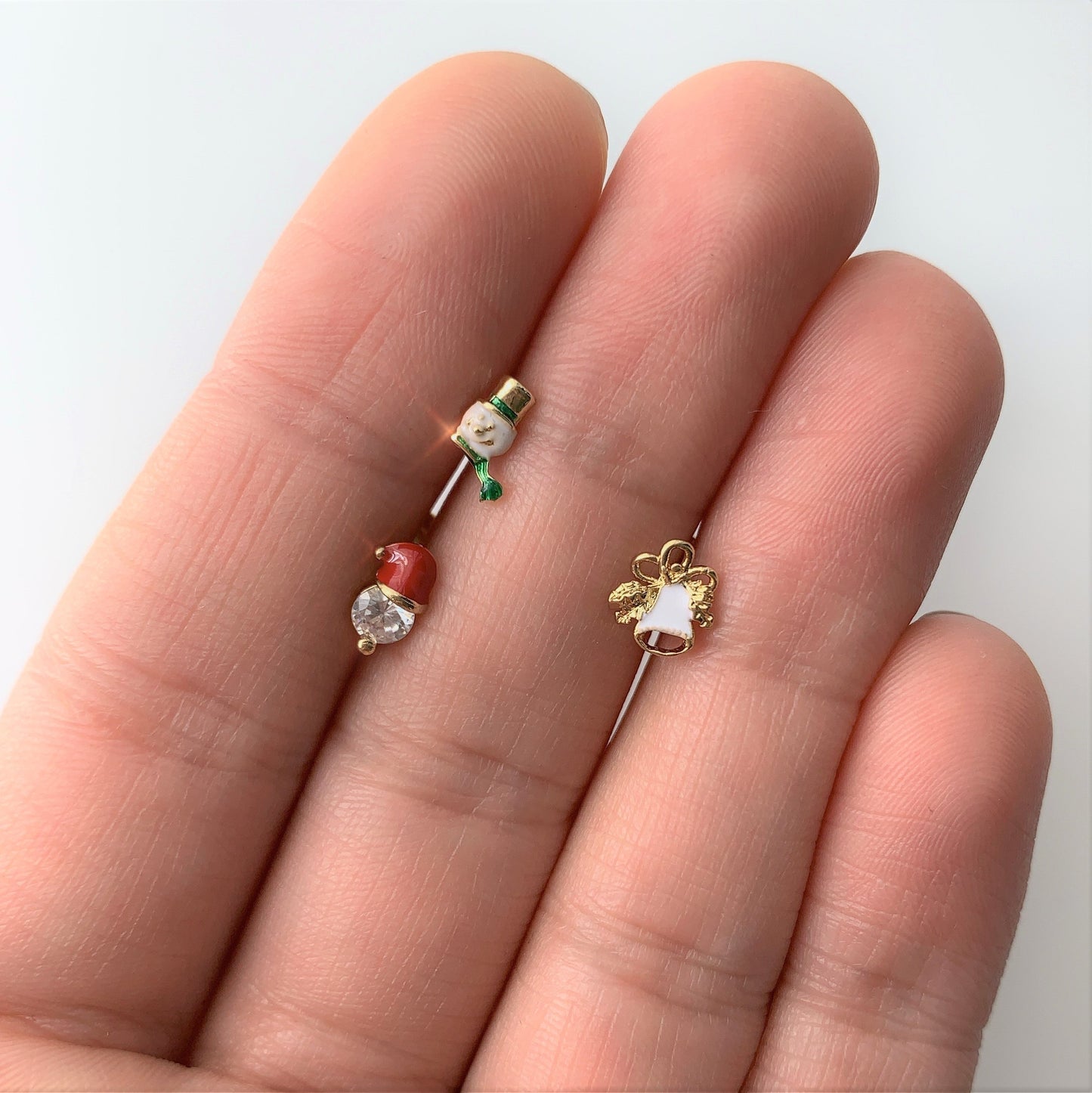 16 Gauge 5/16 Clear Gem Gold Tone Christmas Labret Monroe Tragus Set of 3