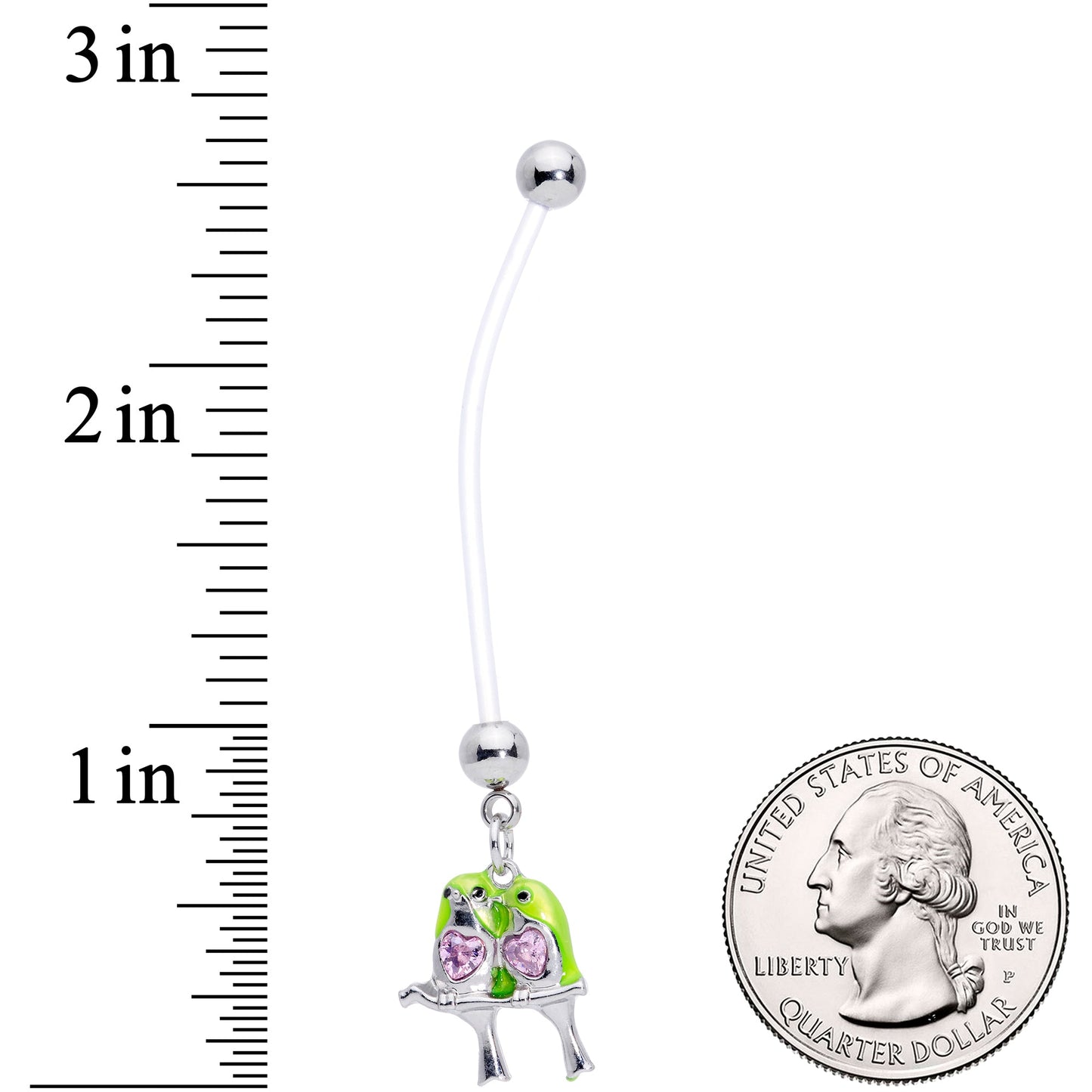 Pink Gem Green Little Lovebirds Twins Dangle Pregnancy Belly Ring