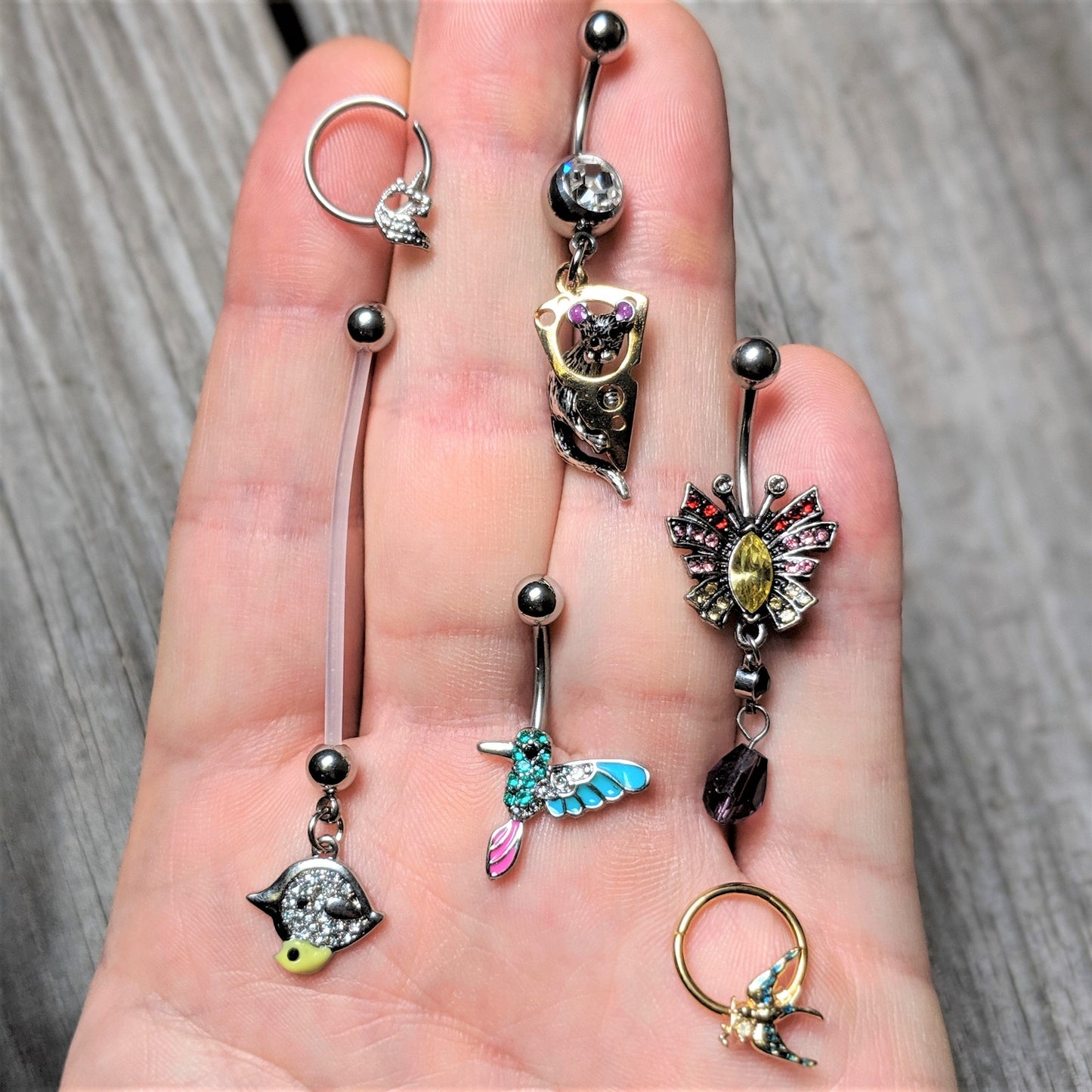 Clear Gem Clear Bioplast Mom Bird Dangle Pregnancy Belly Ring