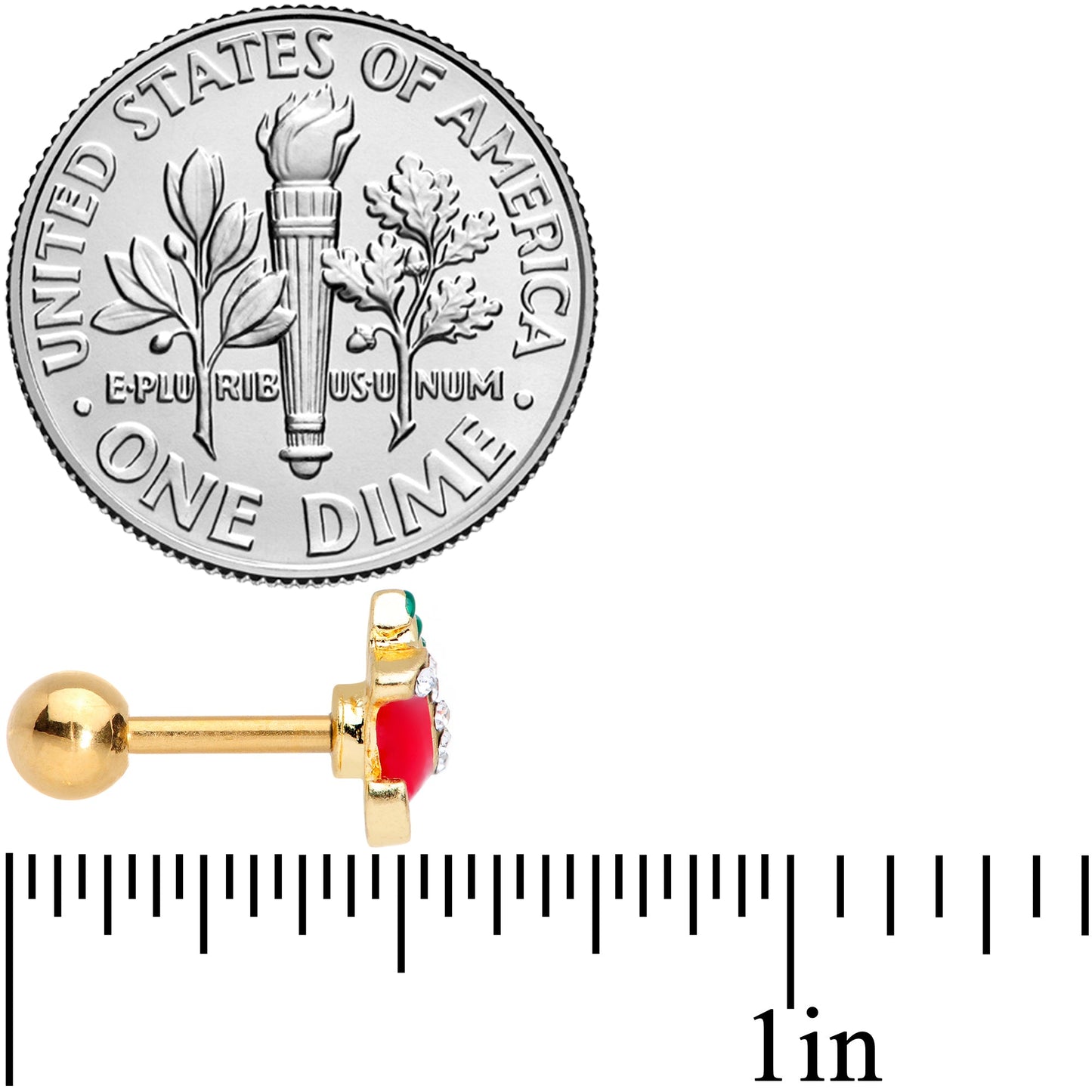 16 Gauge 1/4 Clear Gem Gold Tone Christmas Sleigh Cartilage Tragus