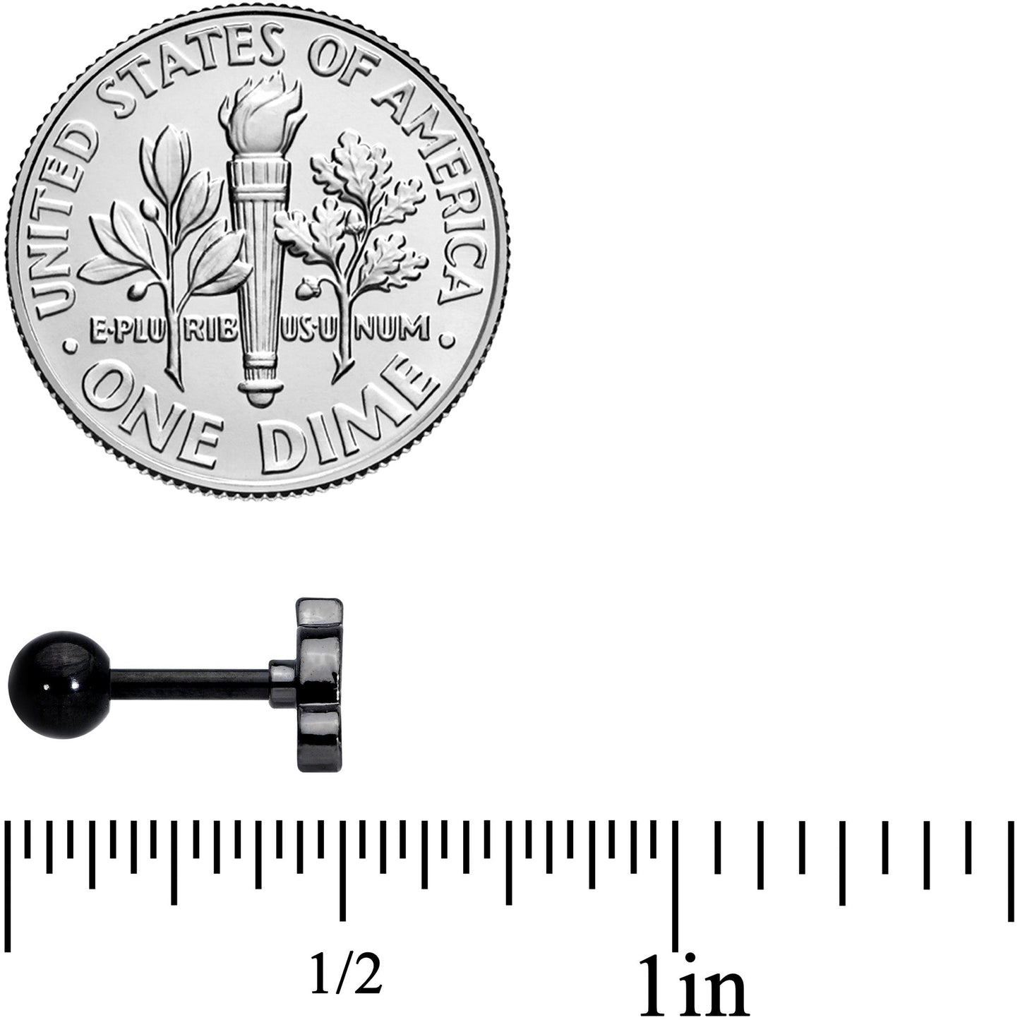16 Gauge 1/4 Black Mouse Cartilage Tragus Earring