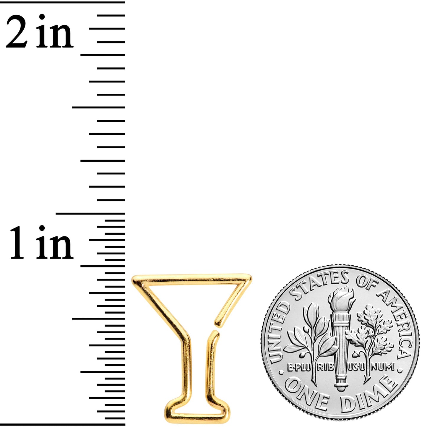 16 Gauge 5/16 Gold Tone Bottoms Up Wine Glass Closure Ring