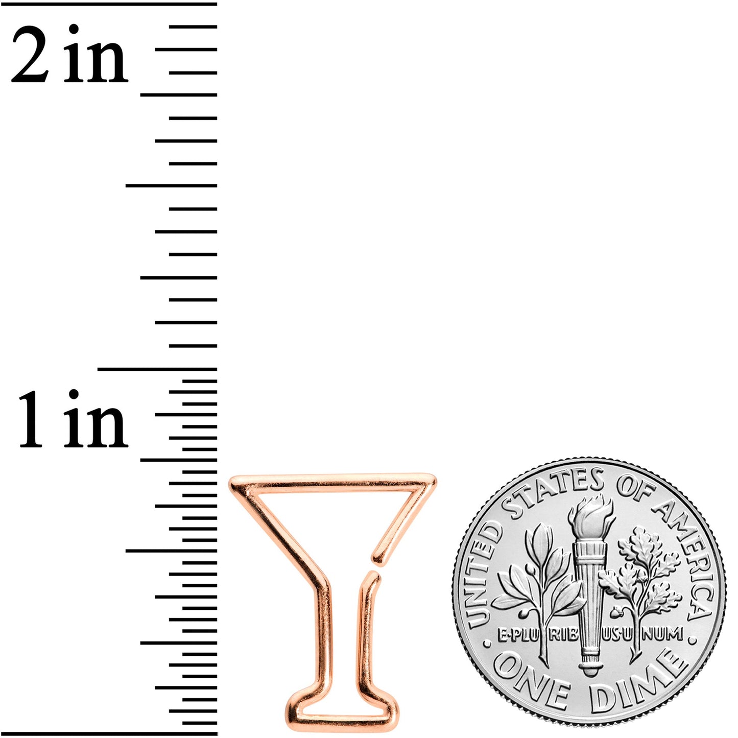 16 Gauge 5/16 Rose Gold Tone Bottoms Up Wine Glass Closure Ring