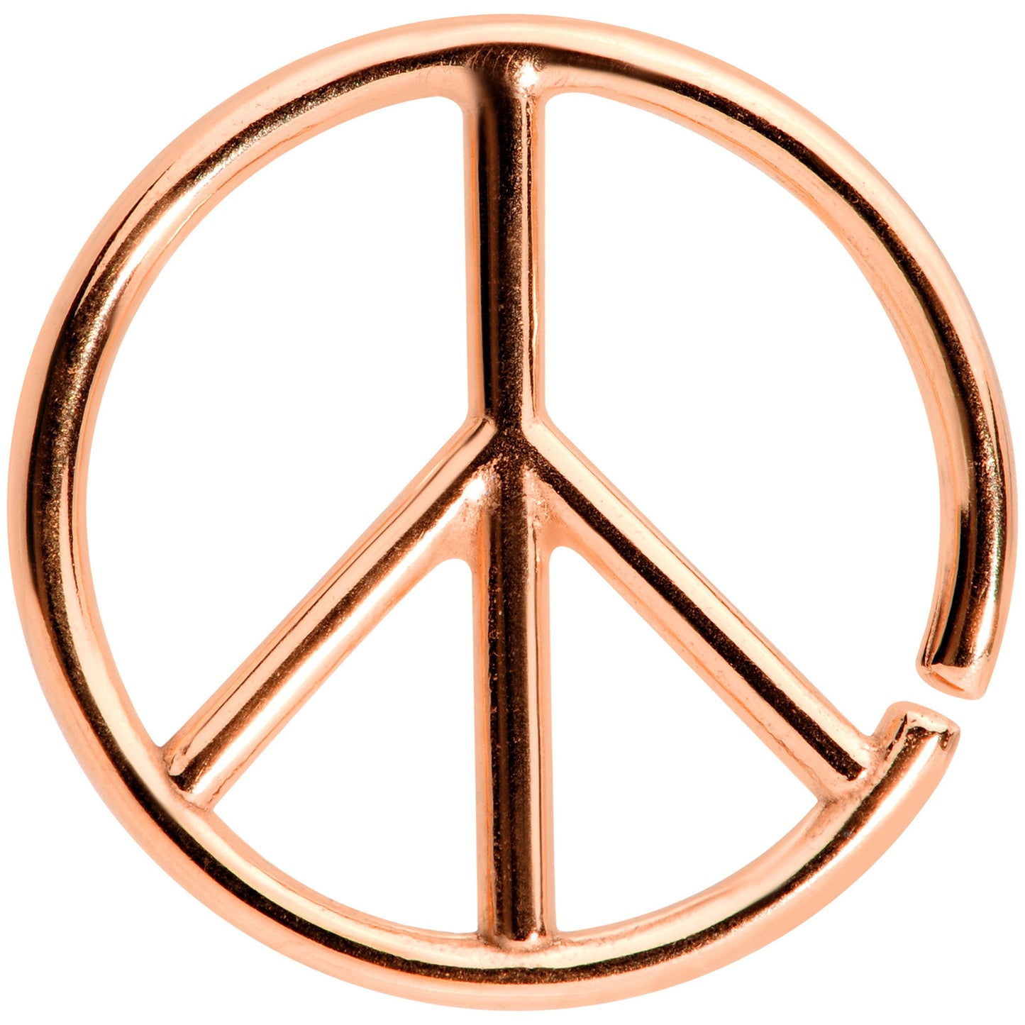 16 Gauge 1/4 Rose Gold Tone Retro Peace Sign Closure Ring