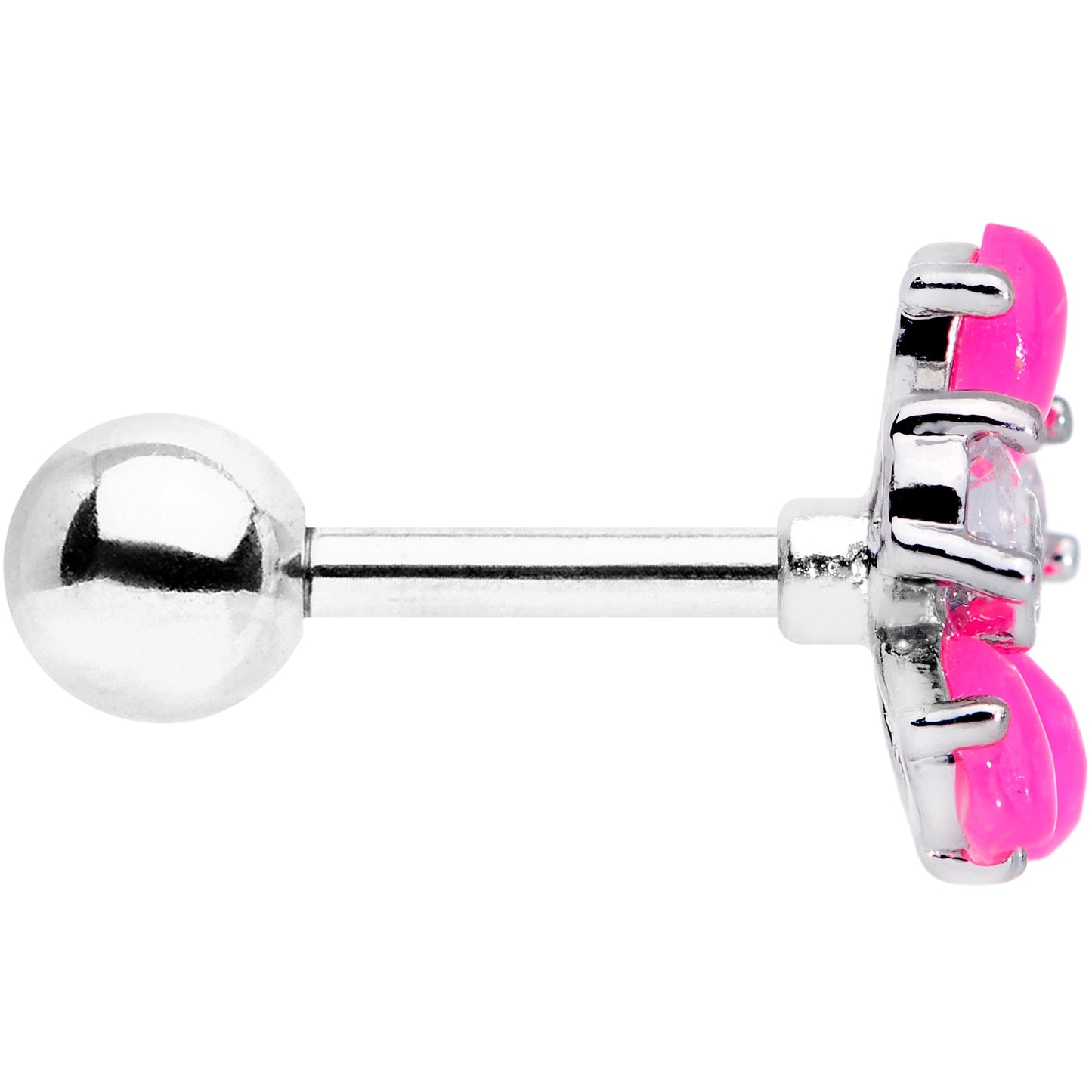 16 Gauge 1/4 Pink Faux Opal Flower Cartilage Tragus