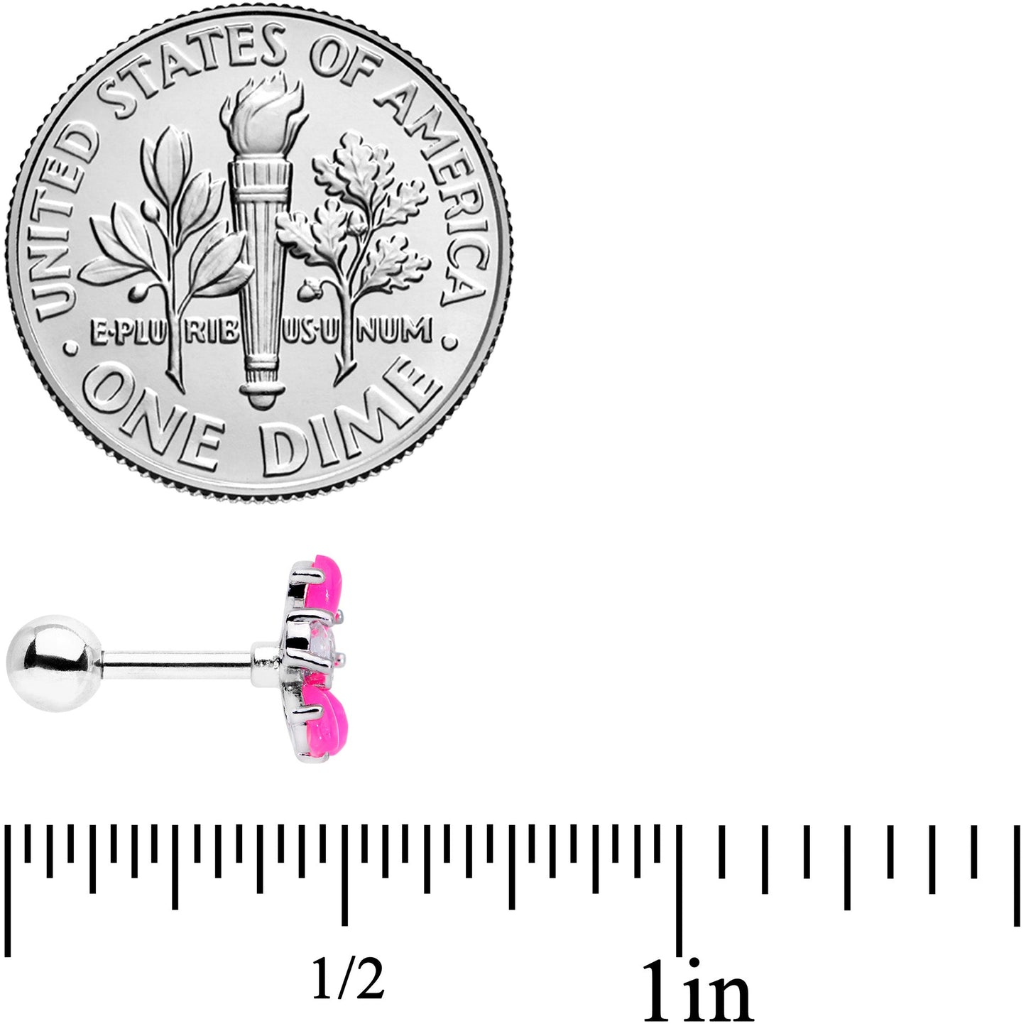 16 Gauge 1/4 Pink Faux Opal Flower Cartilage Tragus