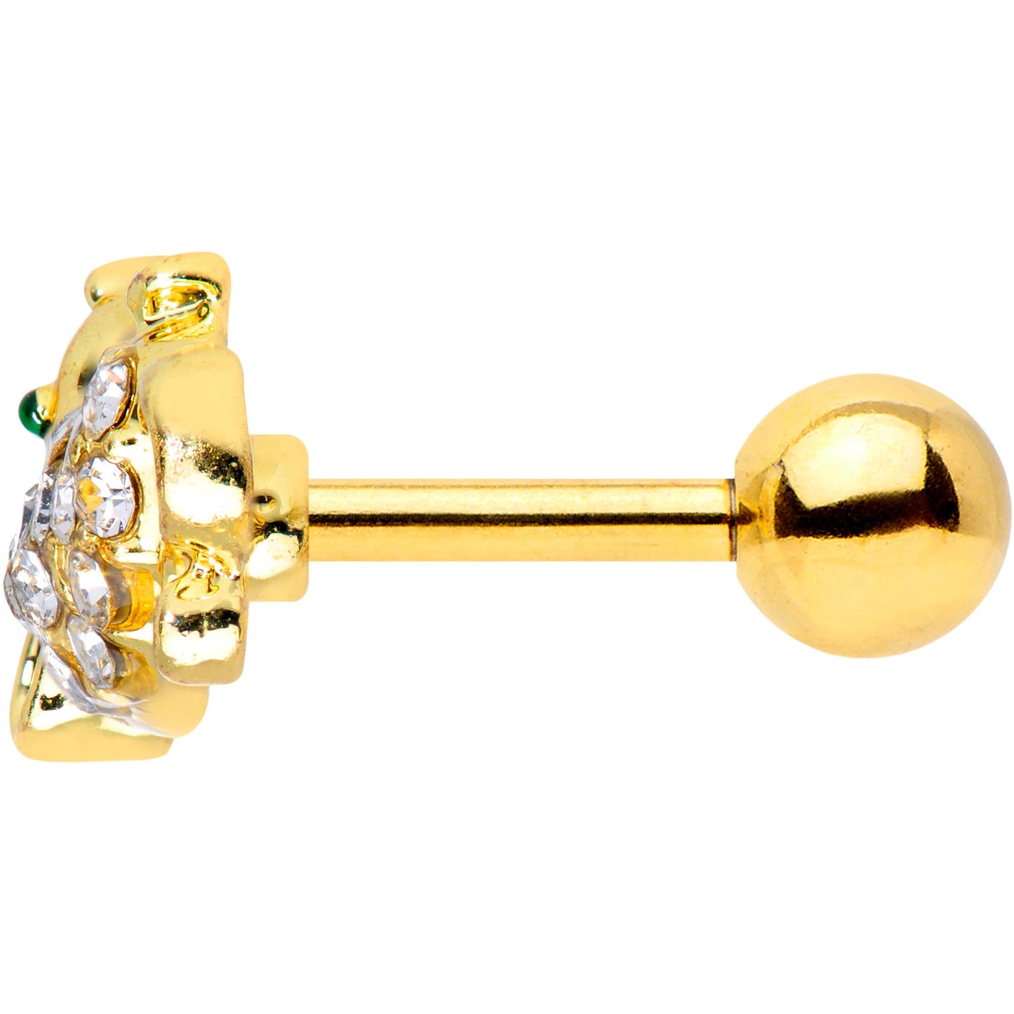 16 Gauge 1/4 Clear Gem Gold Tone Mouse Cartilage Tragus Earring