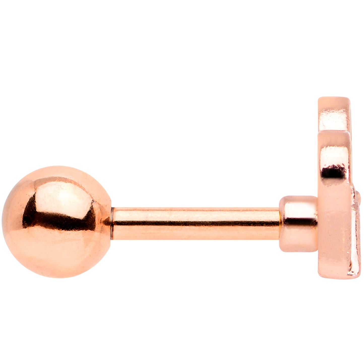 16 Gauge 1/4 Clear CZ Gem Rose Gold Tone Heart Cartilage Tragus