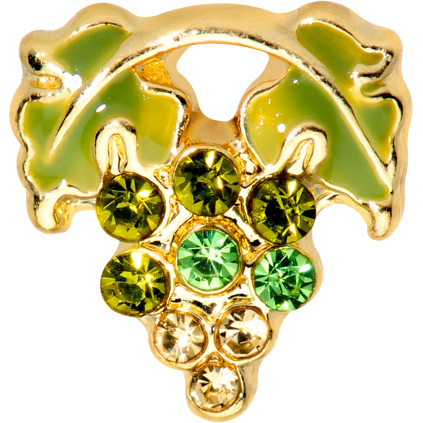 16 Gauge 1/4 Green Gem Gold Tone Bunch of Grapes Cartilage Tragus