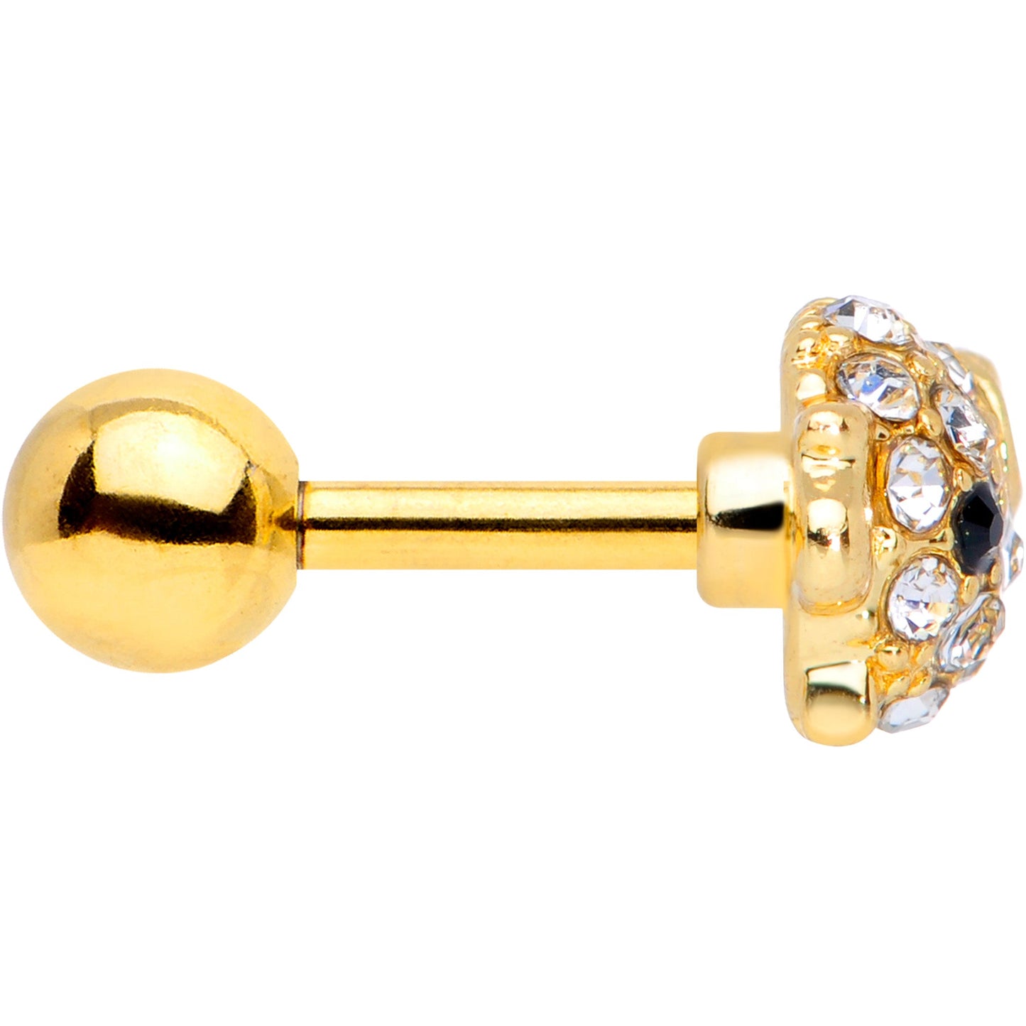 16 Gauge 1/4 Clear Gem Gold Tone Fish Cartilage Tragus Earring